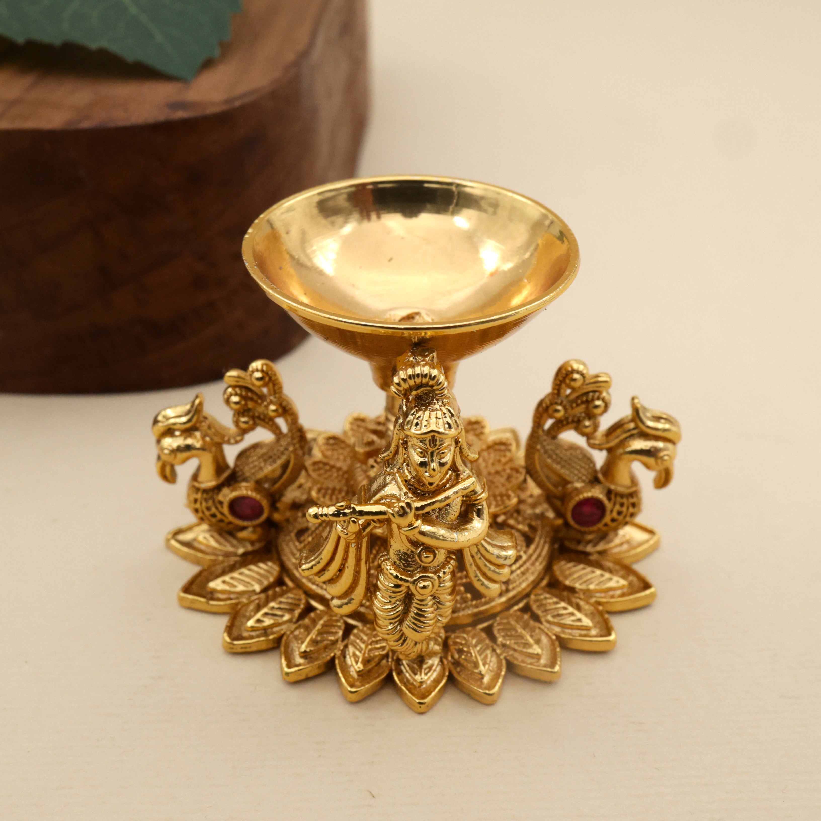 Antique Nagas Divine Kannan with Kuzhal Diya/Lamp