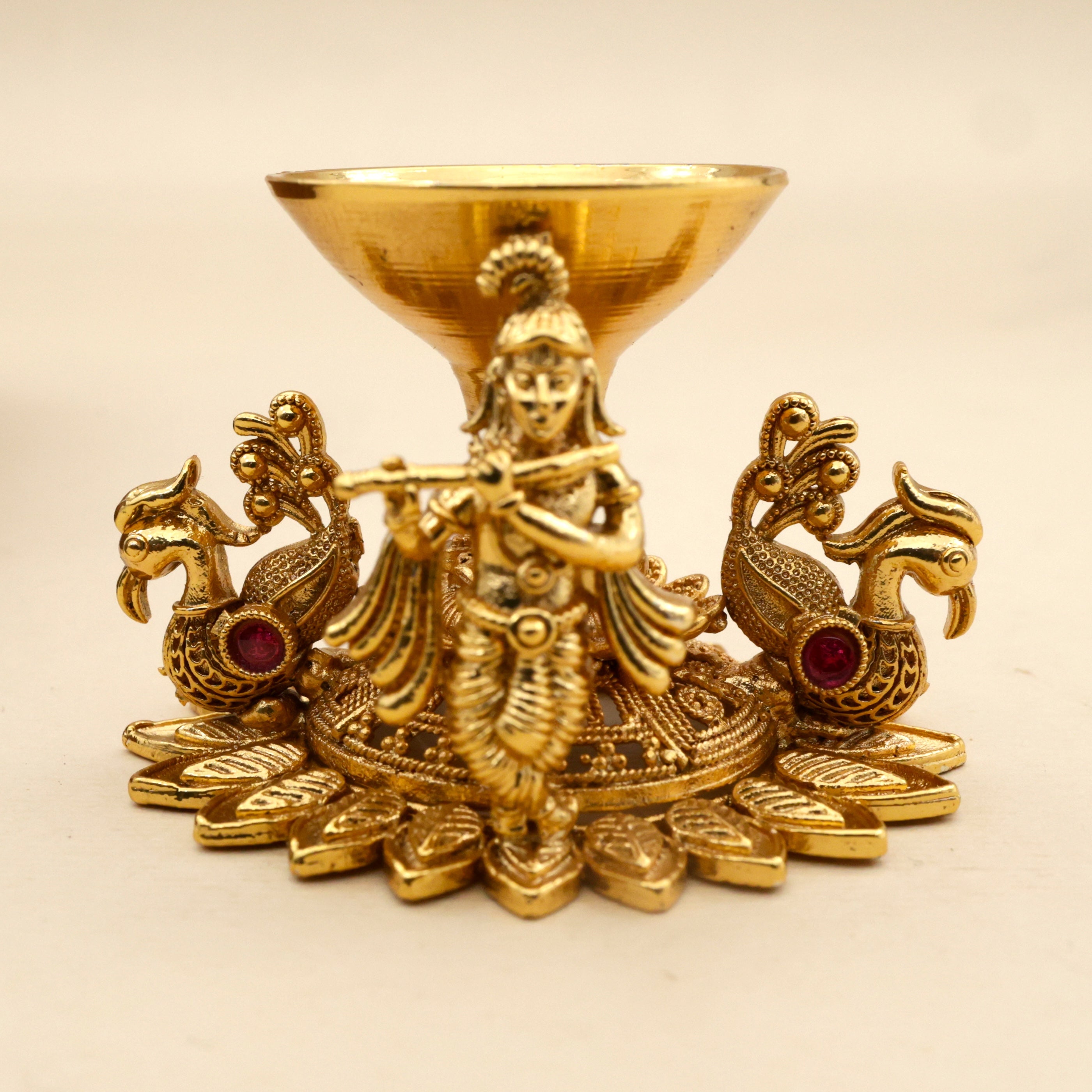 Antique Nagas Divine Kannan with Kuzhal Diya/Lamp
