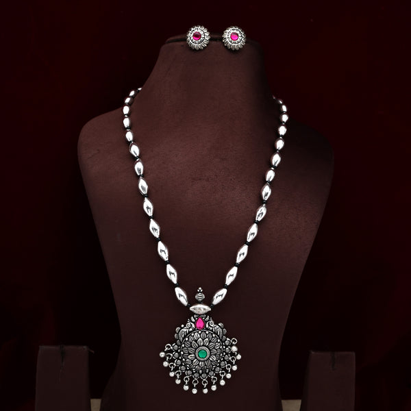 Silver Look Kolhapuri Rettapakshi Pendant Bor Mala