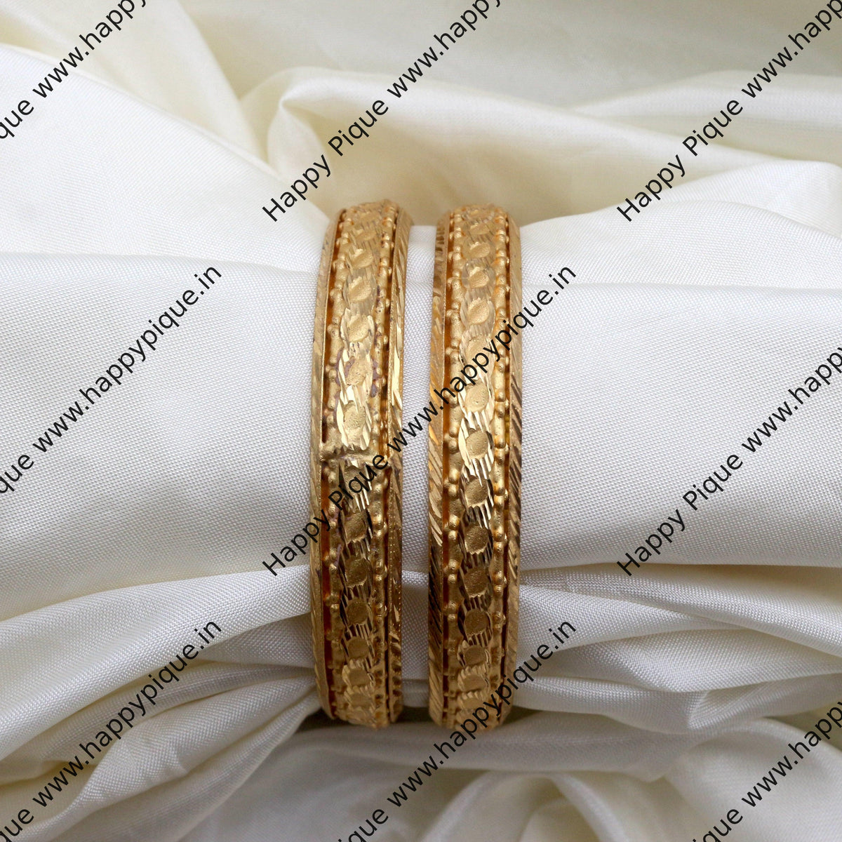 Two Bangles Real Gold Tone Set of 2 Bangles - SS010 - Daily Wear/Office Wear/Funct ...