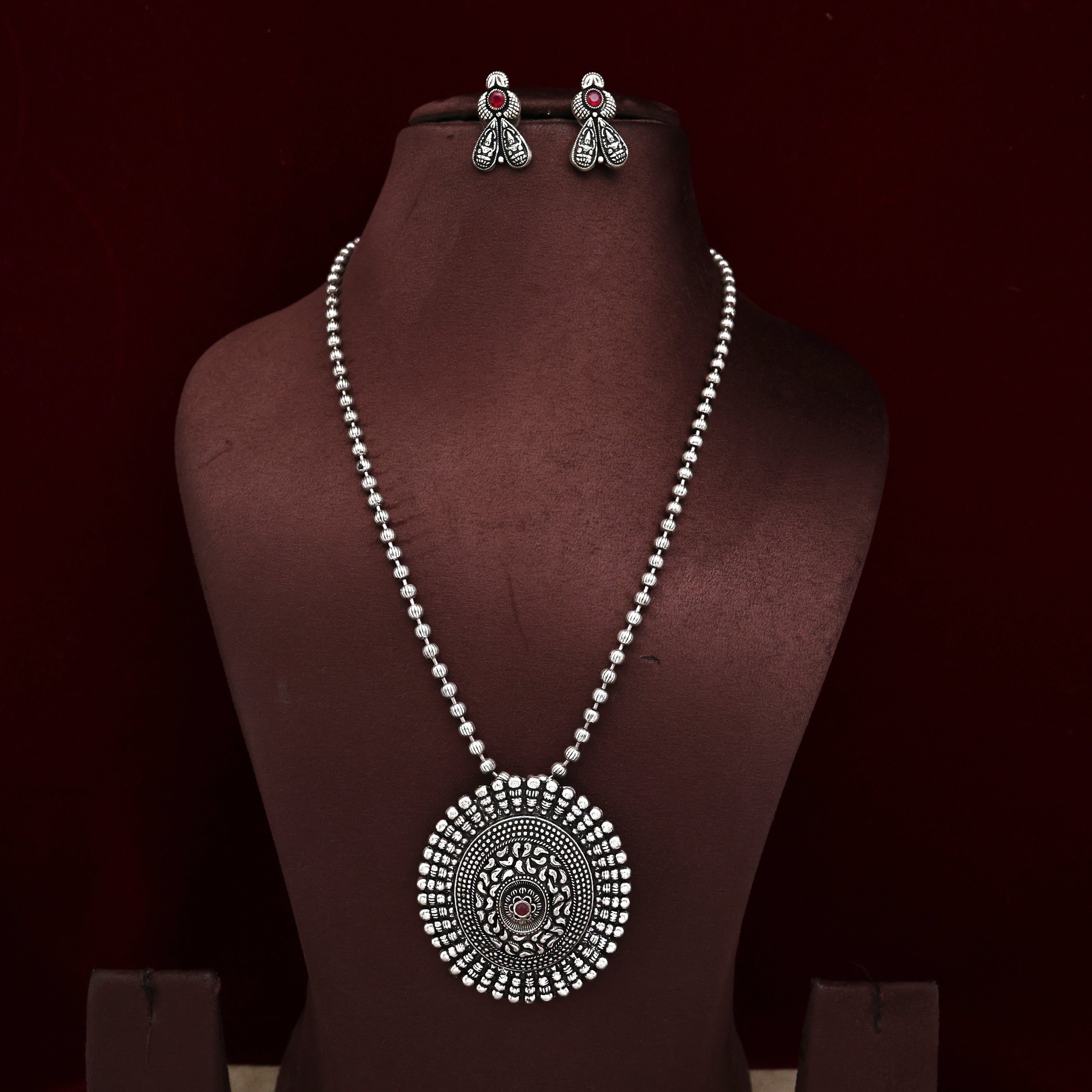 Silver Look Vintage Flower Chakra Mani Mala Set