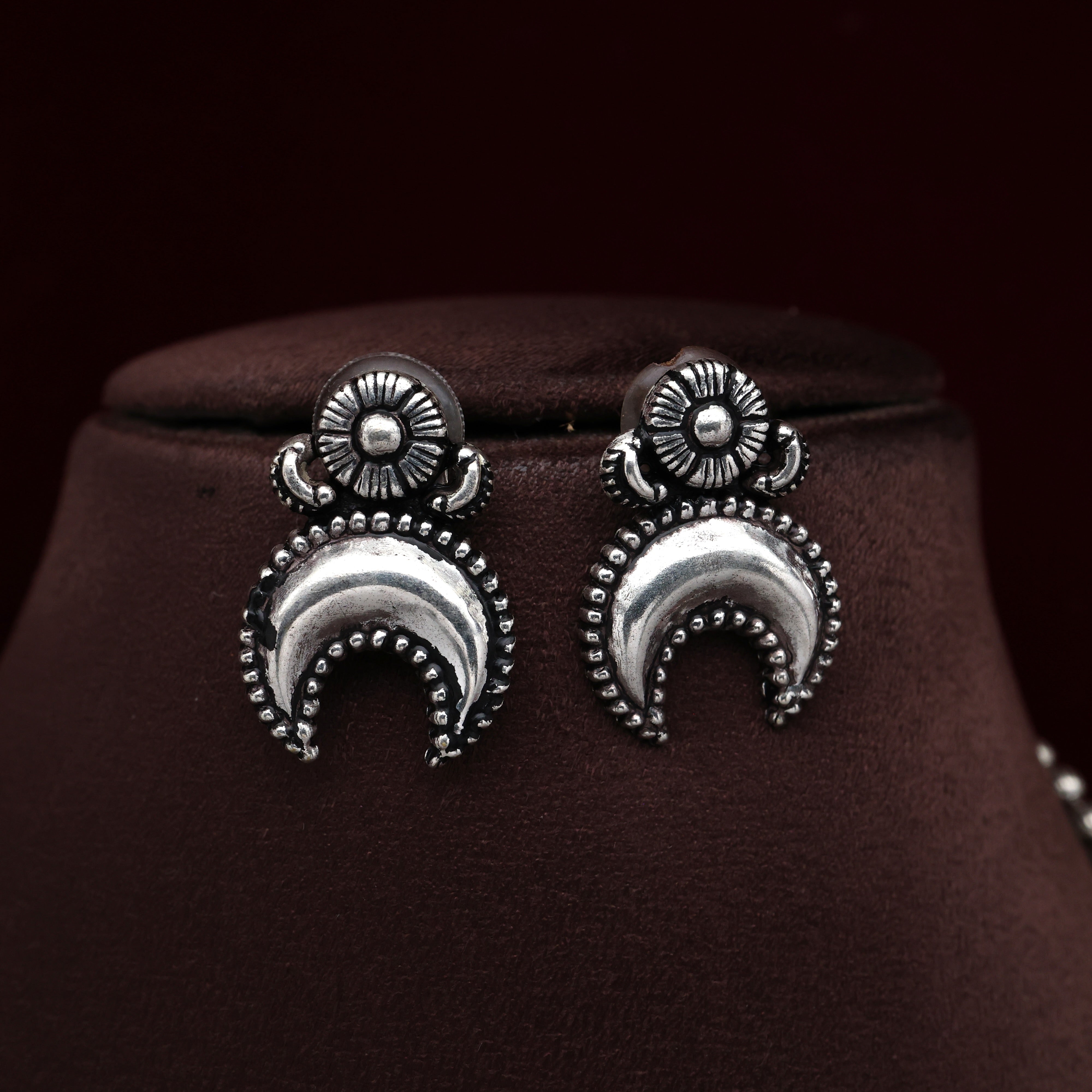 Silver Look Vintage Inverted Crescent Mani Mala Set