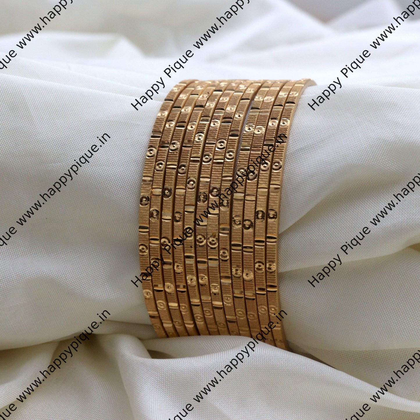 Real Gold Tone Set of 12 Bangles - SS013 - Daily Wear/Office Wear/Function Wear Bangles