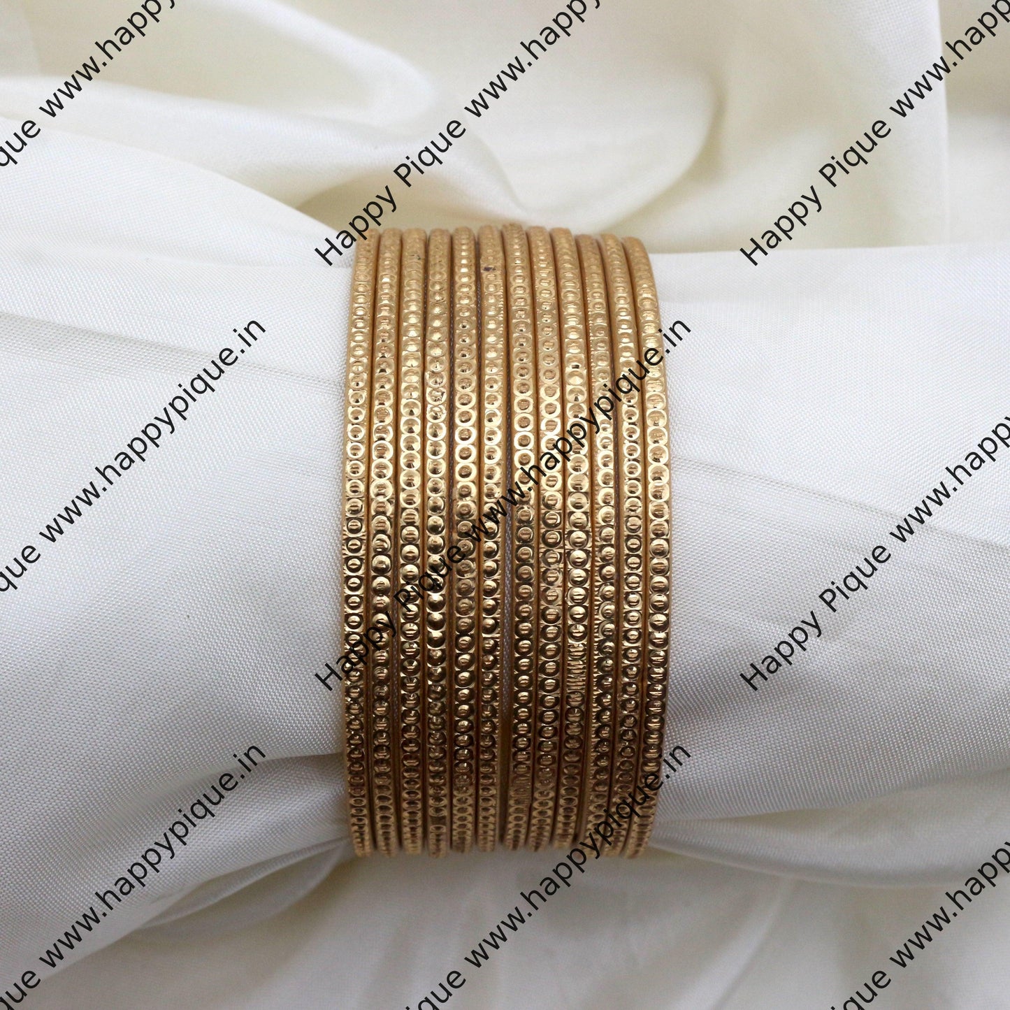 Real Gold Tone Set of 12 Bangles - SS016 - Daily Wear/Office Wear/Function Wear Bangles