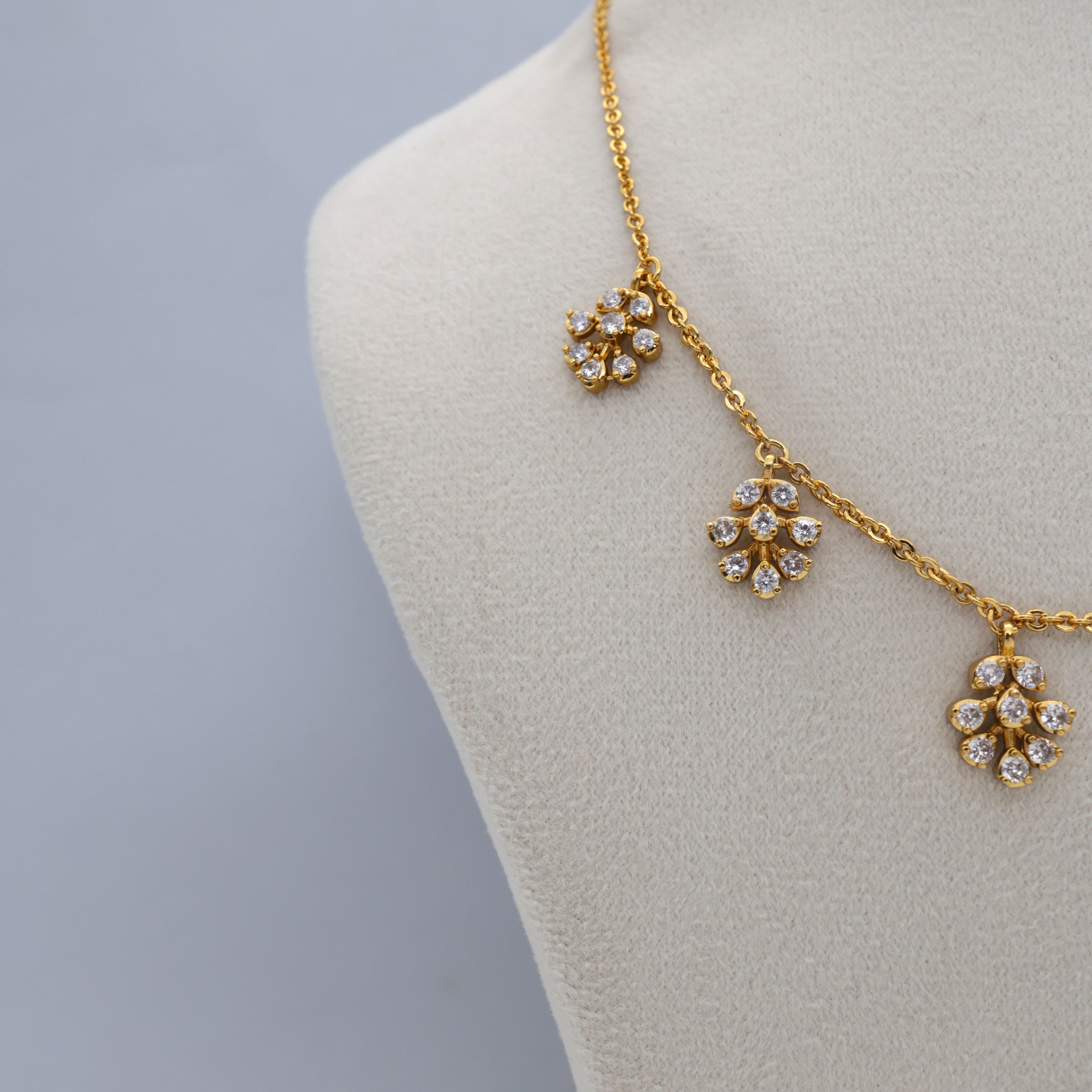 Diamond Look Lightweight Flower Drops Necklace Set