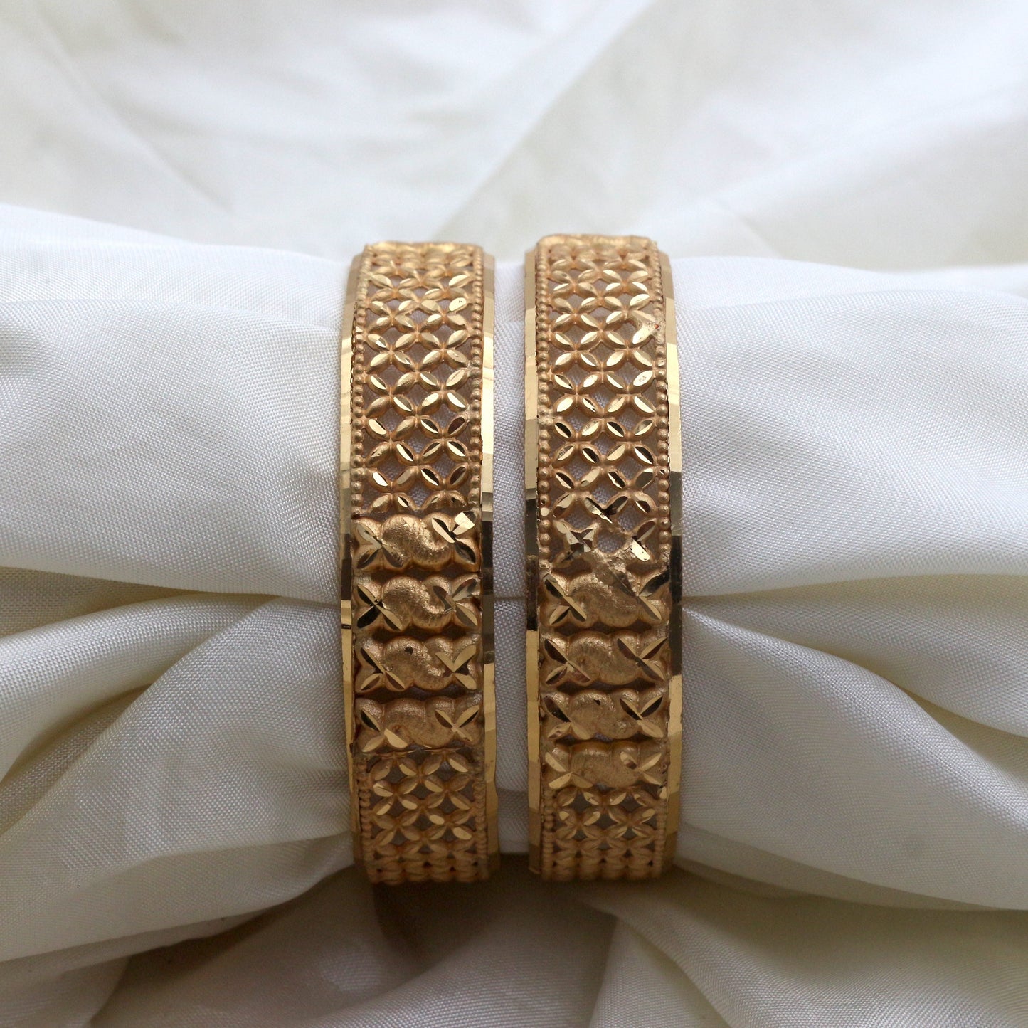 Real Gold Tone Thick Bangles - SS004 - Daily Wear/Office Wear/Function Wear Bangles