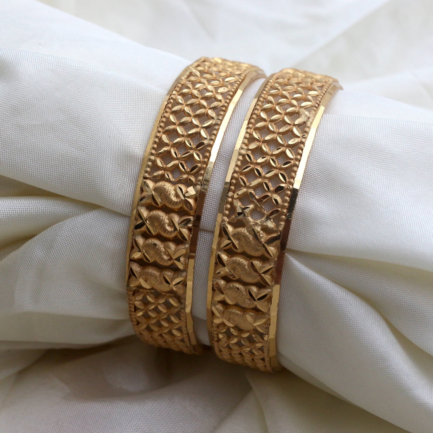 Real Gold Tone Thick Bangles - SS004 - Daily Wear/Office Wear/Function Wear Bangles