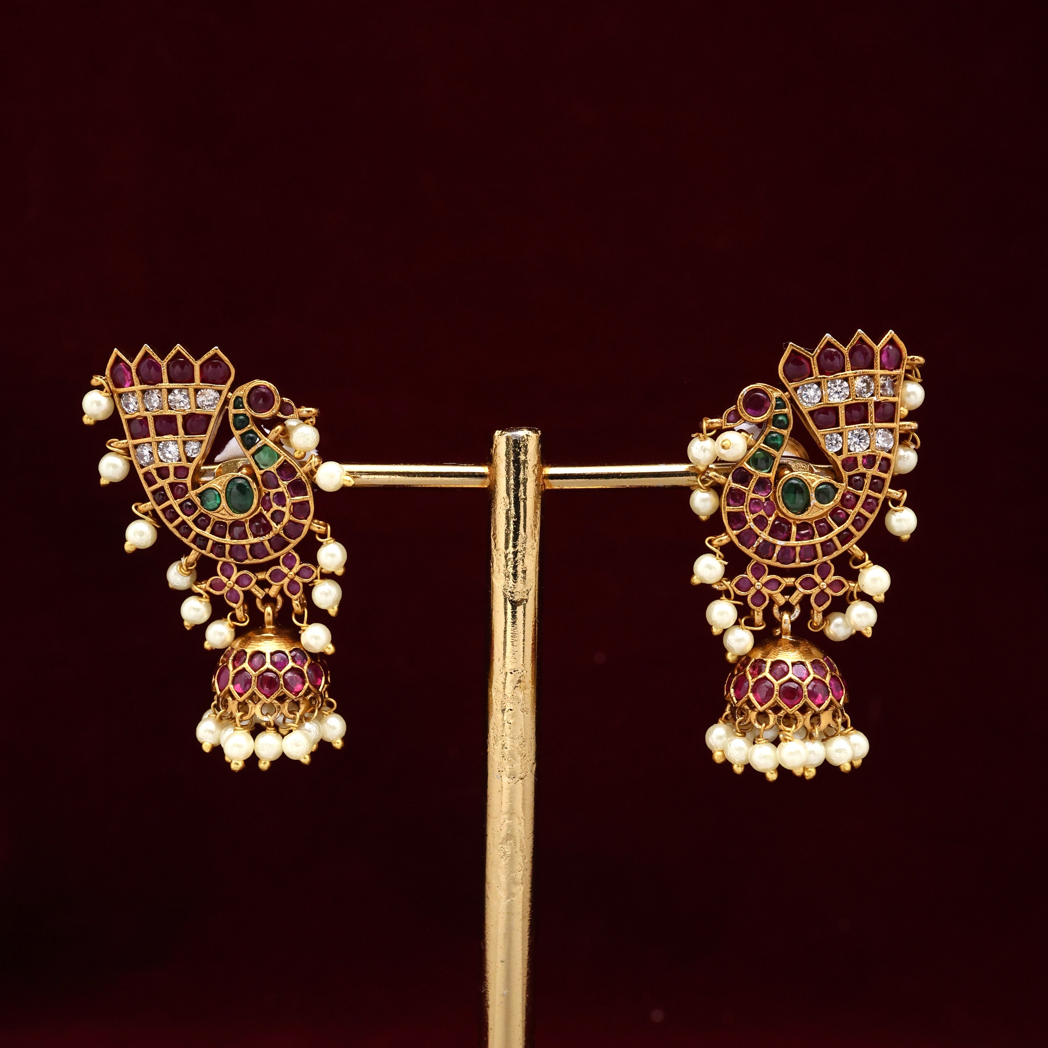 Antique Kemp Peacock Bridal Jhumkas