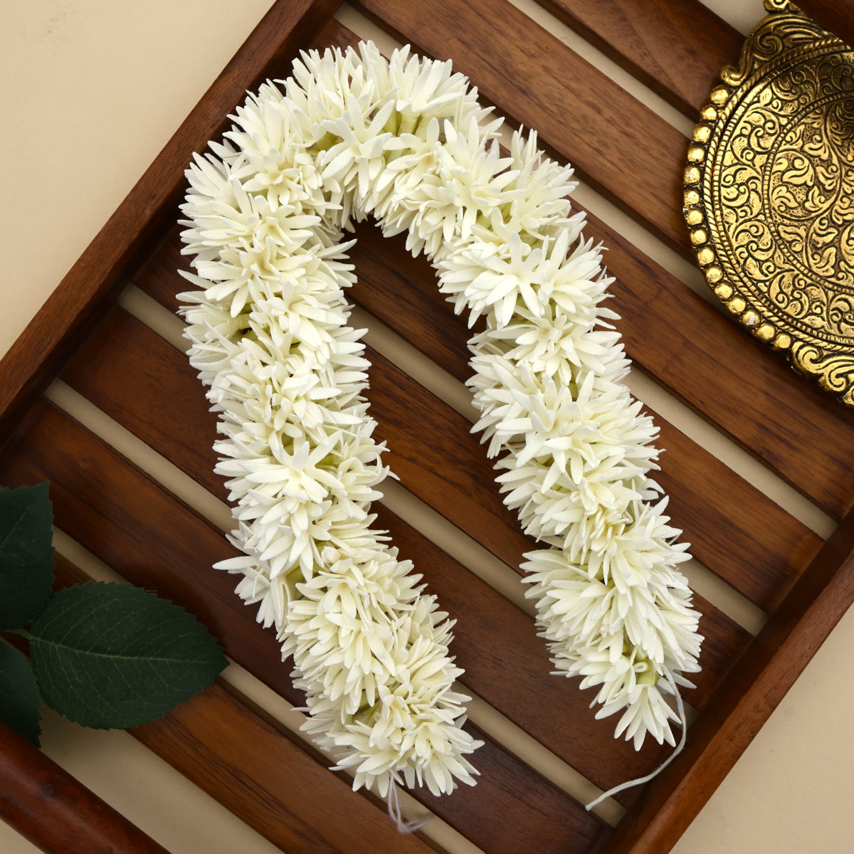 Handmade Foam Realistic Oosi Malli Flower String - 16 Inches