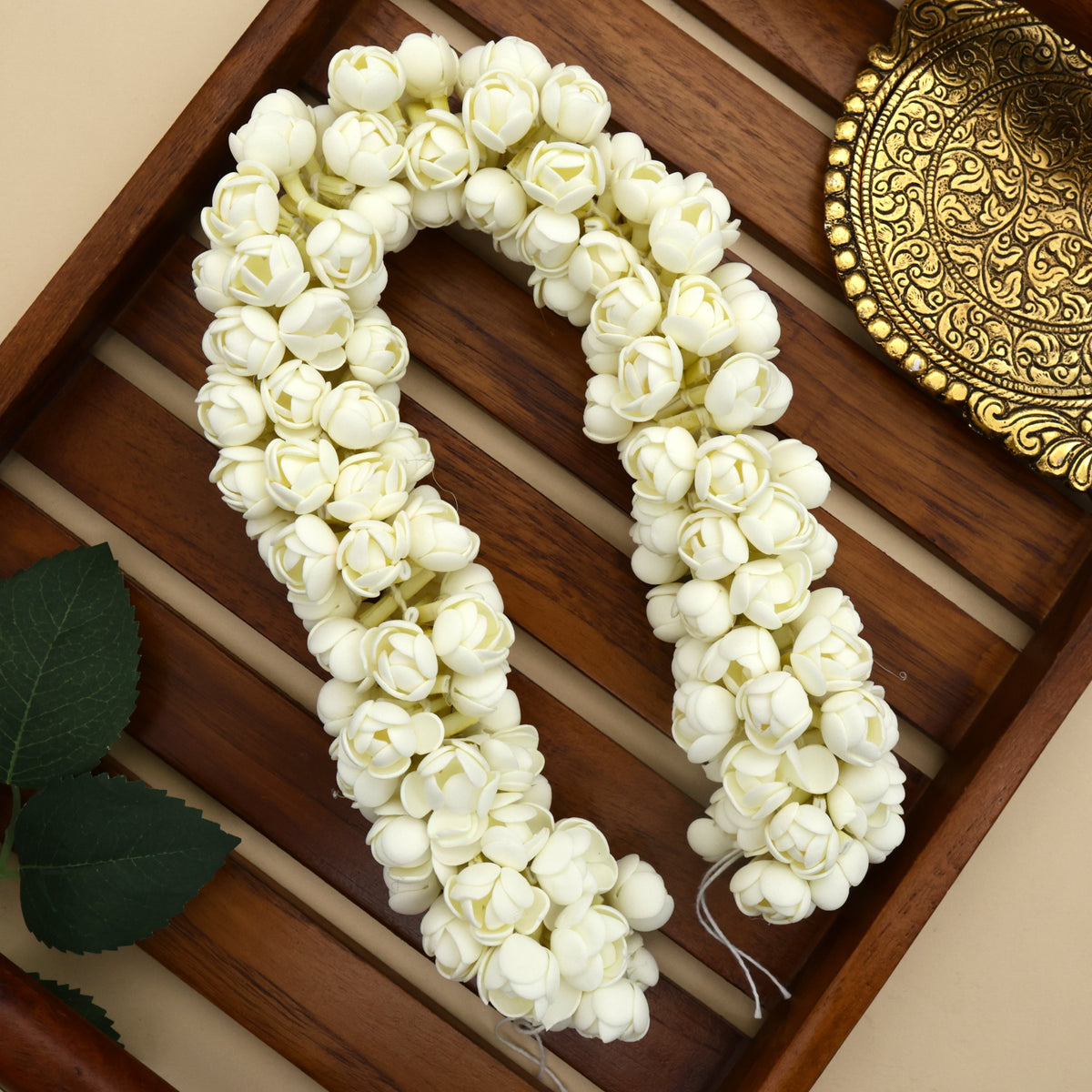 Handmade Foam Realistic Gundu Malli Flower String - 16 Inches