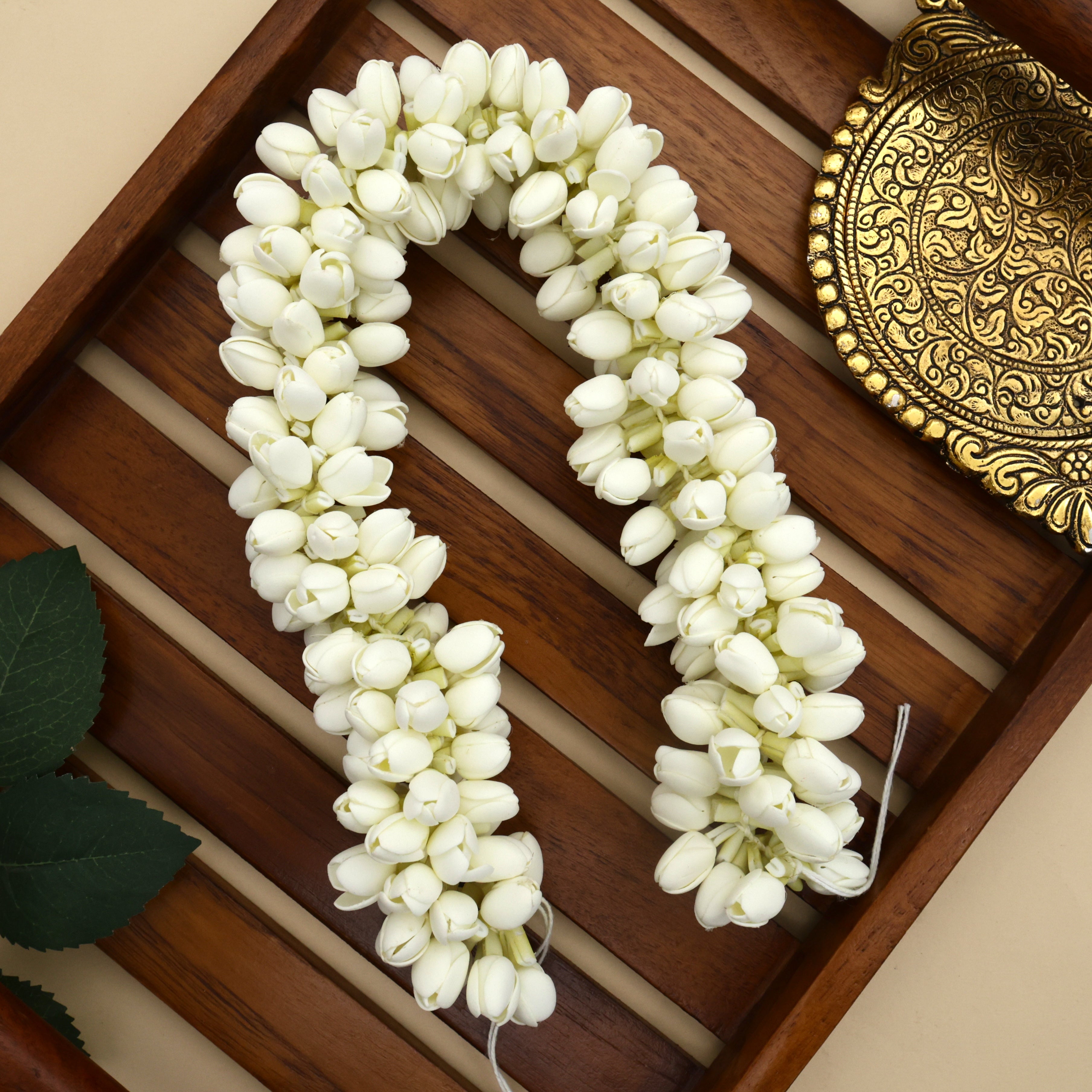 Handmade Foam Realistic Madras Malli/Jasmine Flower String - 16 Inches
