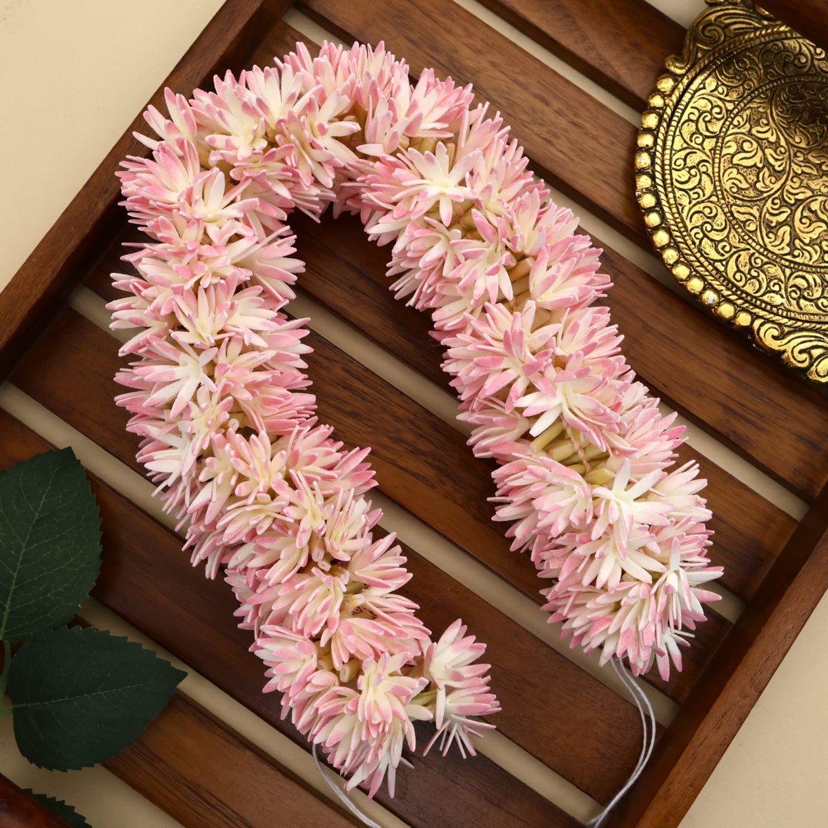 Handmade Foam Realistic Pink Oosi Malli Flower String - 16 Inches