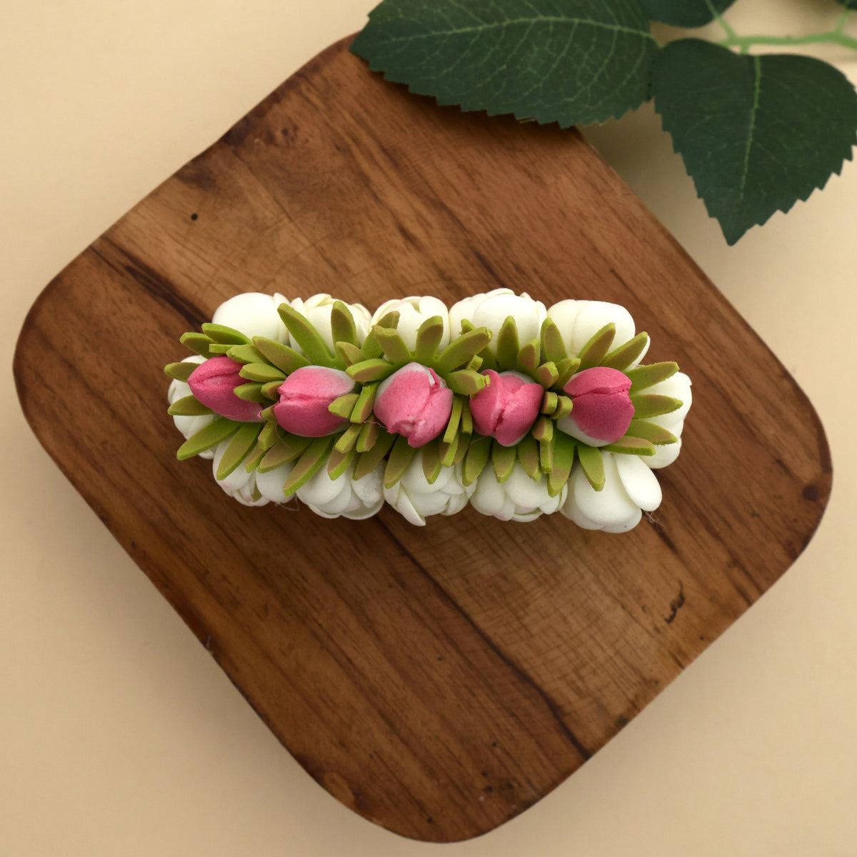 Handmade Foam Gundu Malli Cherry French Barrette Hair Clip