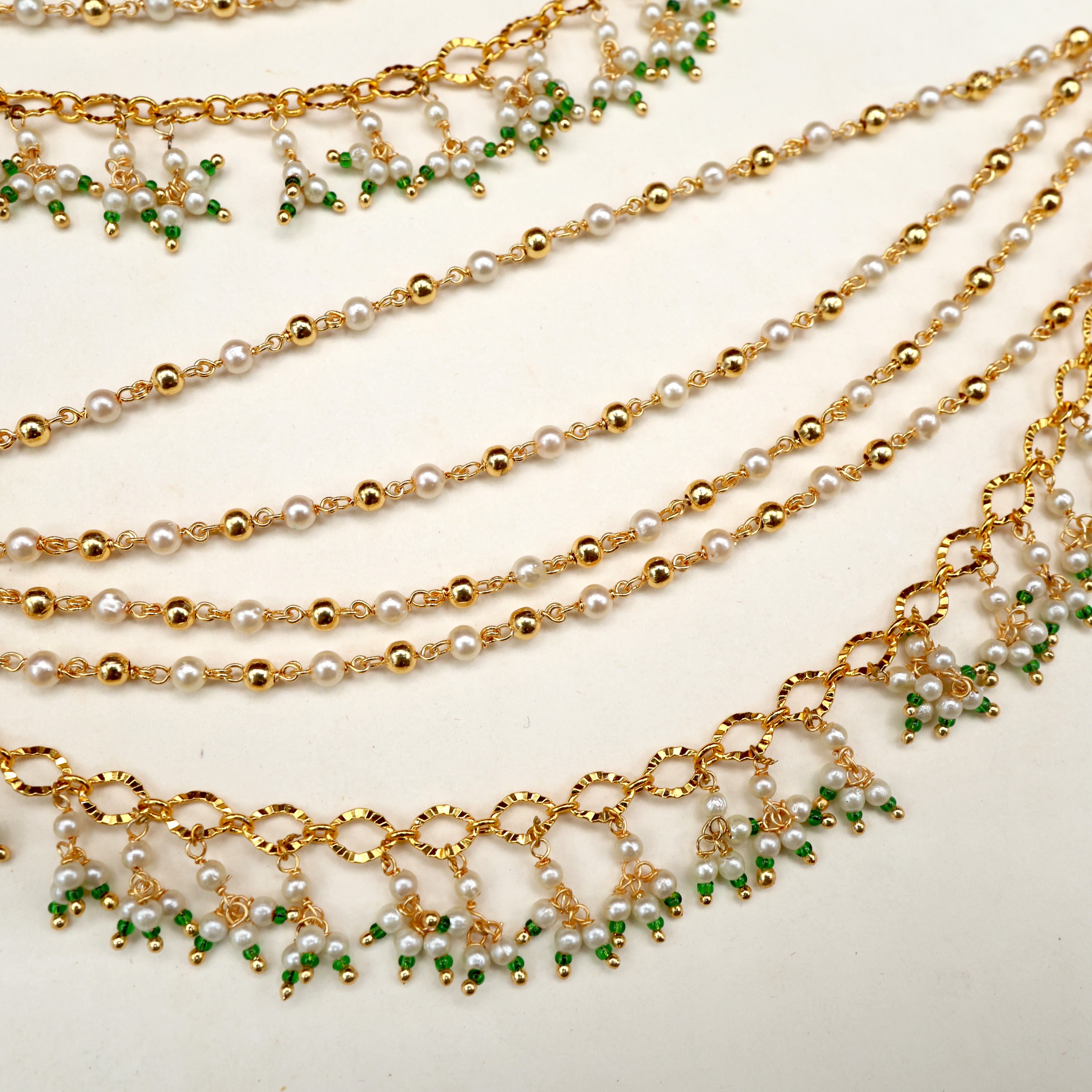 Pachi Kundan 5 Layer Mayur Bridal Kaan Chain/Ear Chain