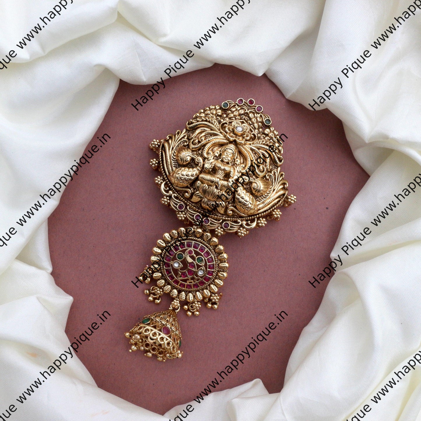 Premium Antique Gold Nagas Kemp Junior Bridal Choti - Annam Mayura Lakshmi