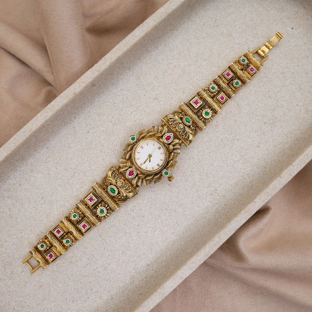 Premium Rich Antique Nagas Temple Gopuram Style Heritage Bracelet Watch