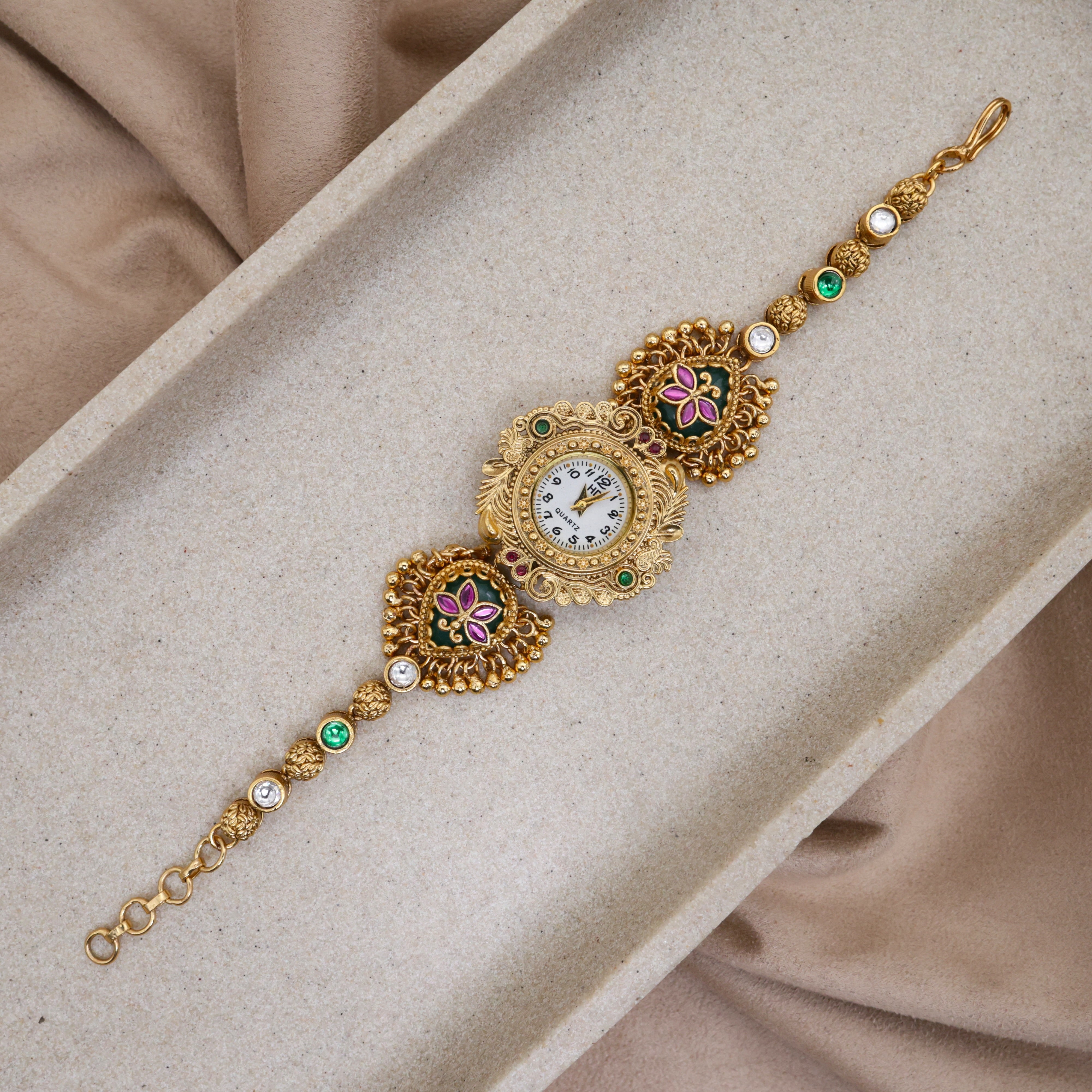 Antique Gold Nagas Butterfly Detailing Heritage Bracelet Watch
