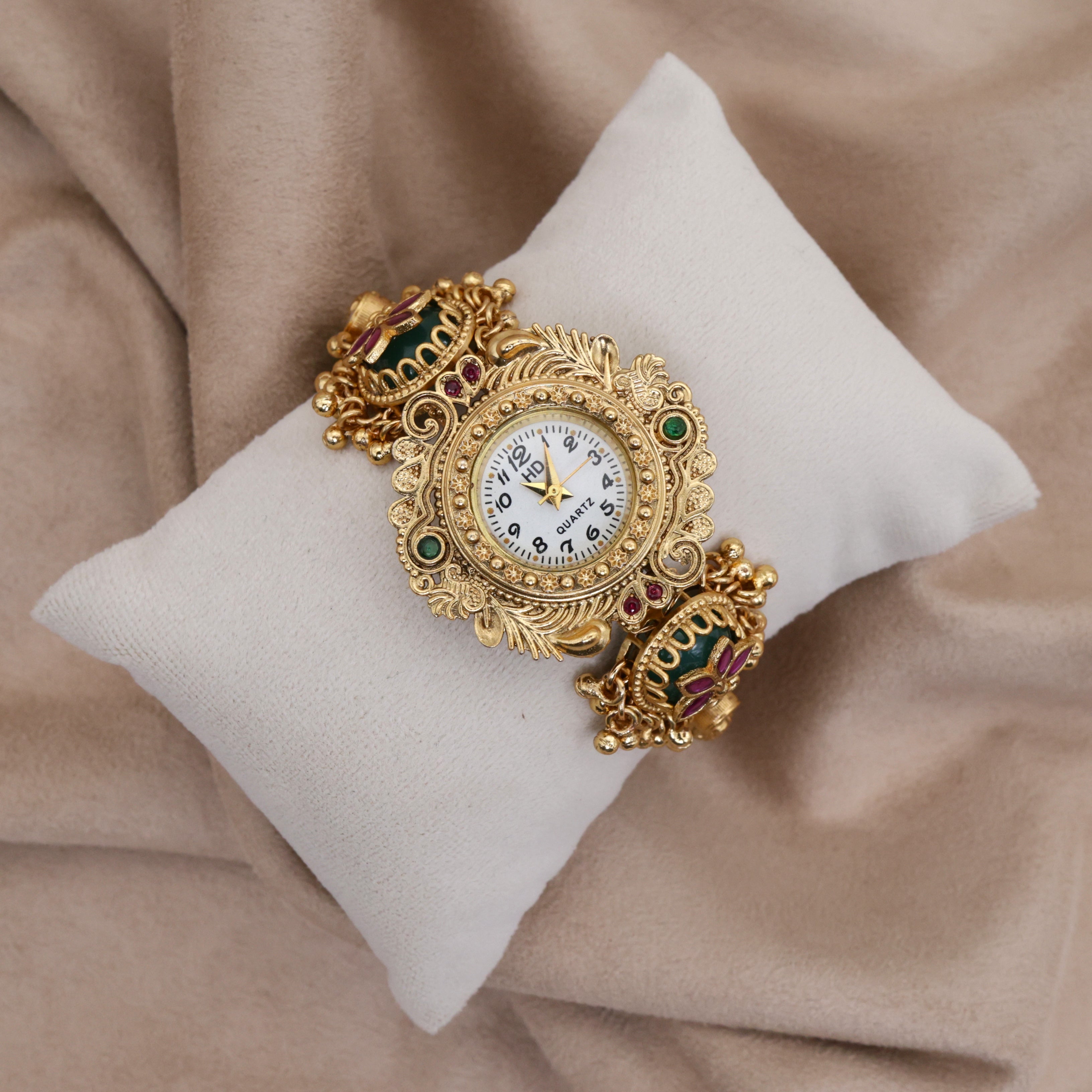 Antique Gold Nagas Butterfly Detailing Heritage Bracelet Watch