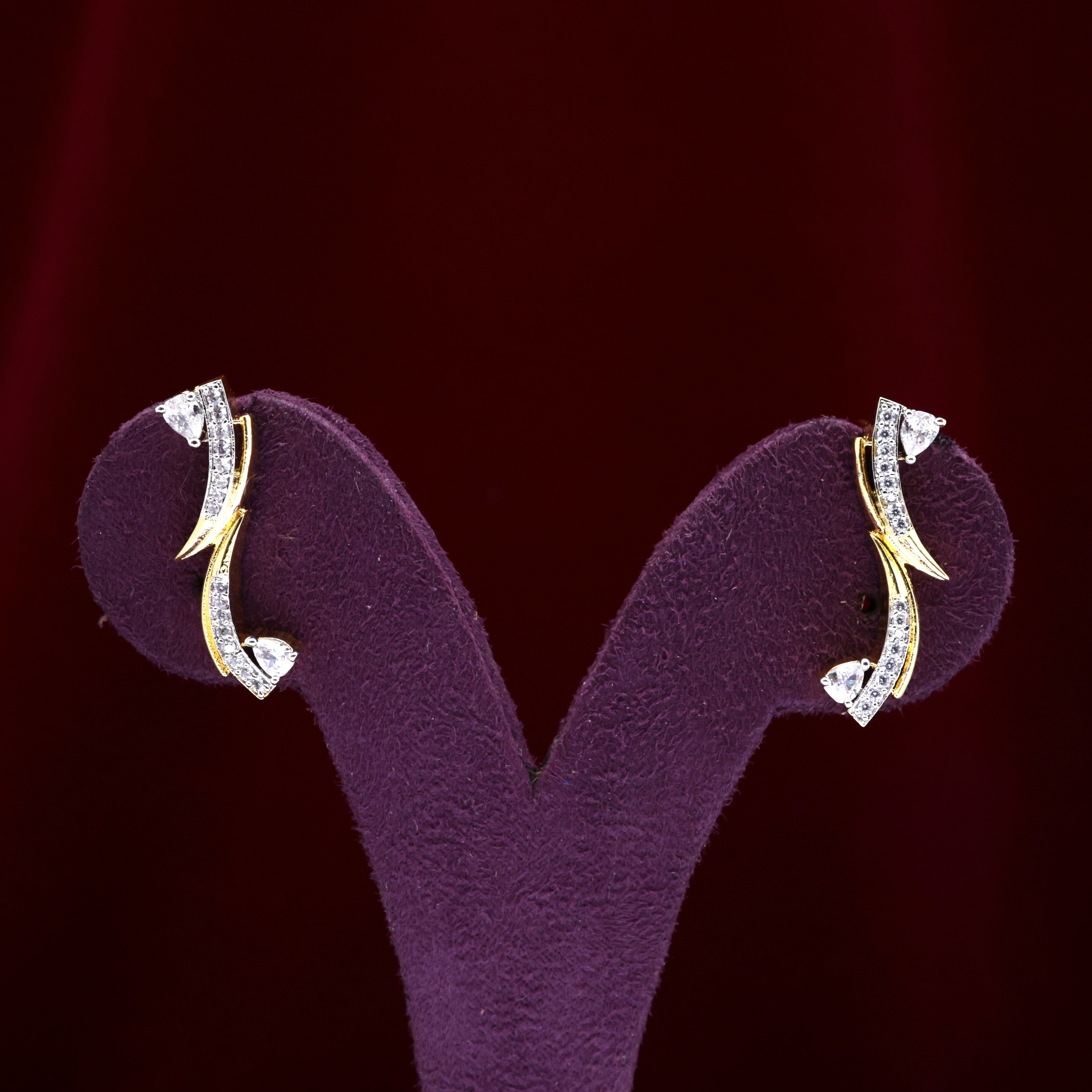 AD Diamond Look Double String Earcuff Earrings