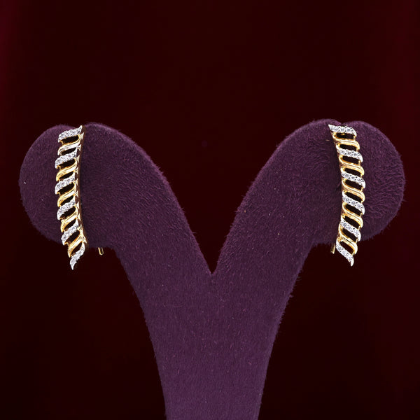 Gold Tone AD Diamond Look Swirls Earcuff Earrings