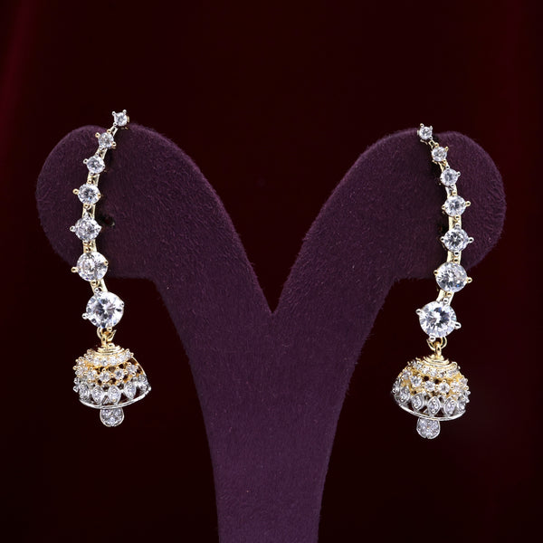Gold Tone AD Diamond Look Earcuff Jhumkas Earrings