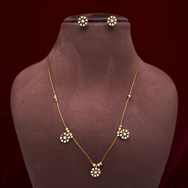 AD 3 Flowers Invisible Necklace Set