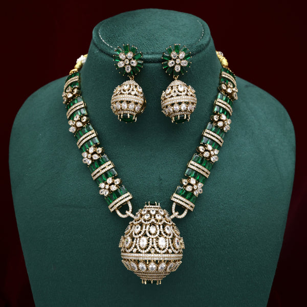 Diamond Like Mossainite Exclusive 3D Bridal Necklace Set