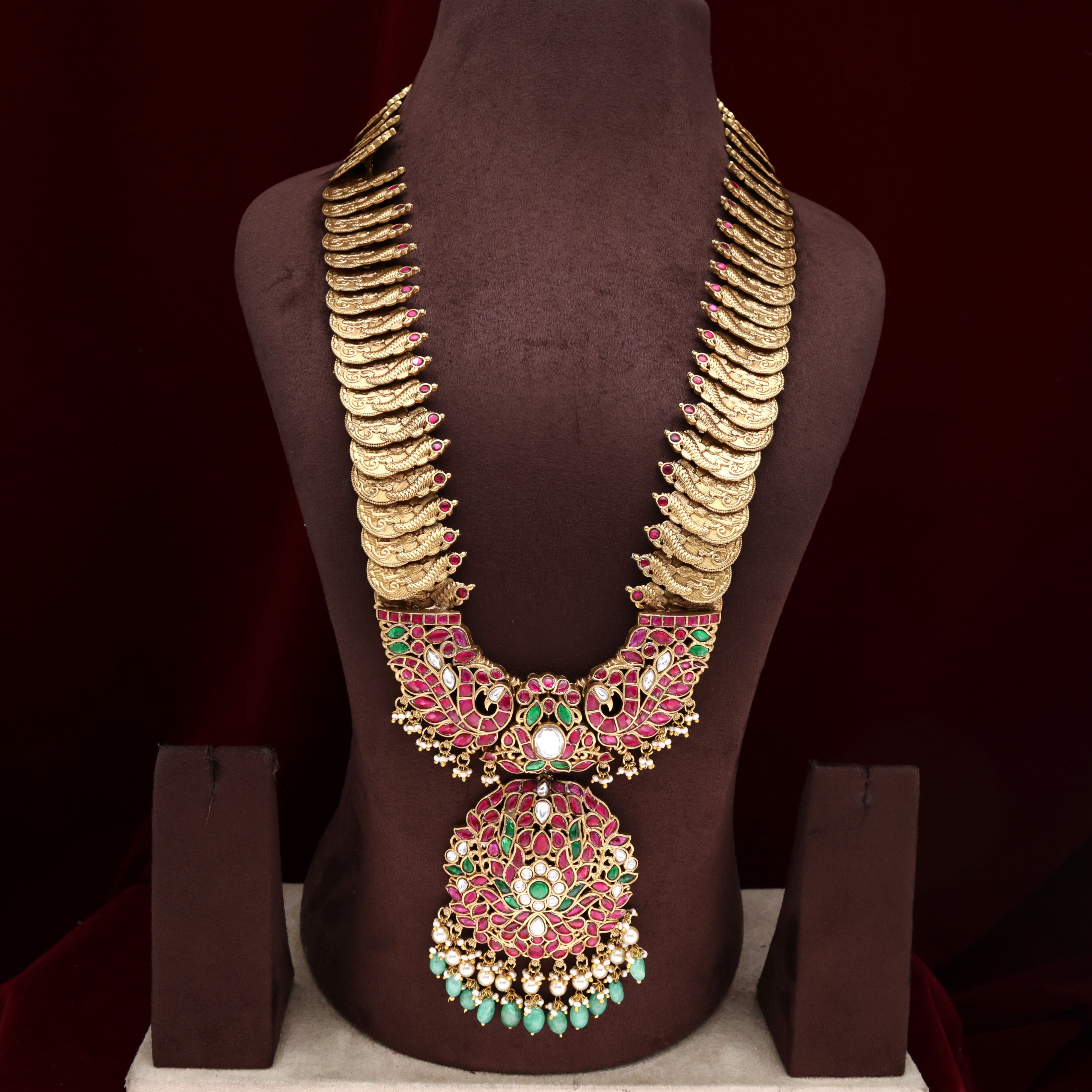 Big Lakshmi Coins Jadau Kundan Pendant Bridal Haaram