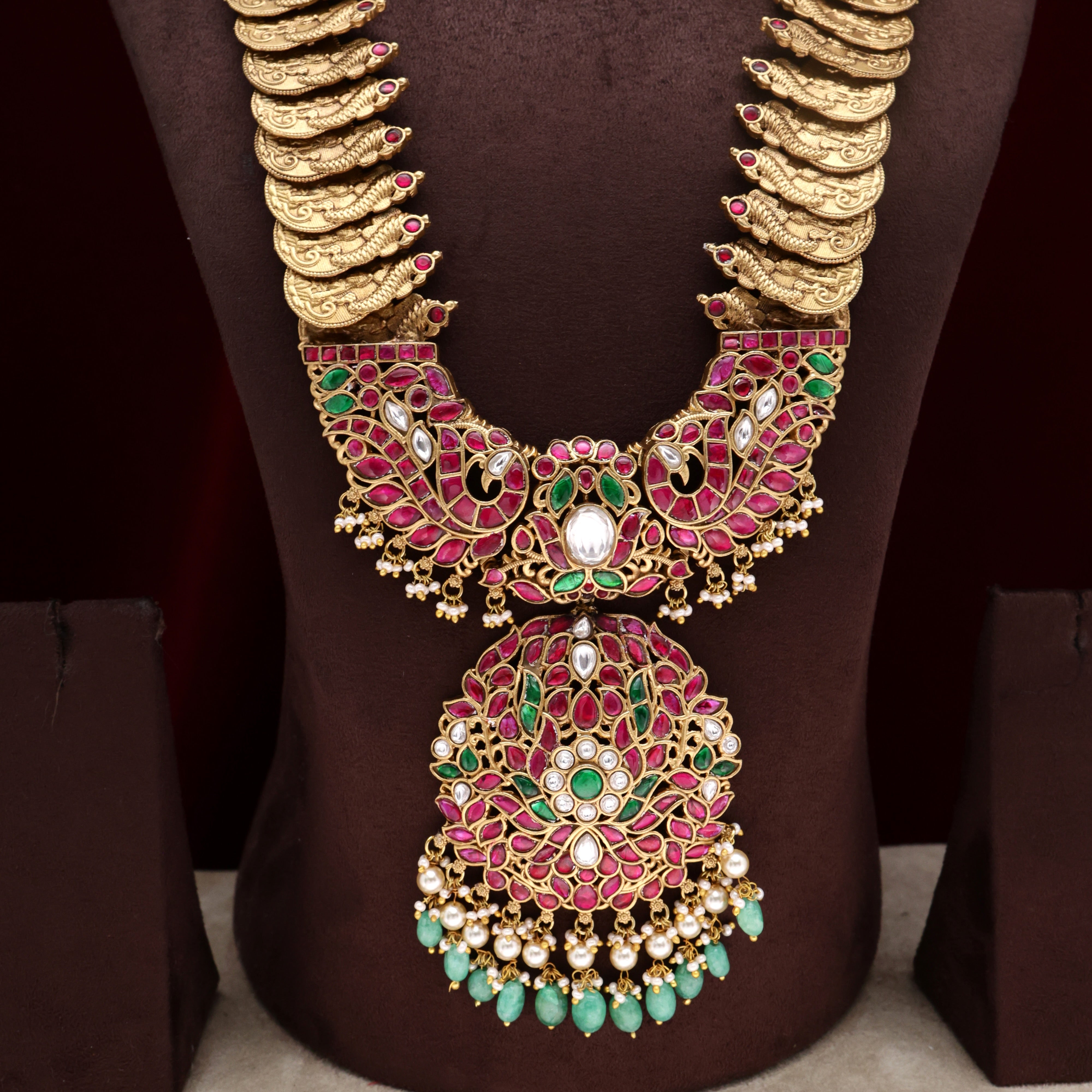 Big Lakshmi Coins Jadau Kundan Pendant Bridal Haaram