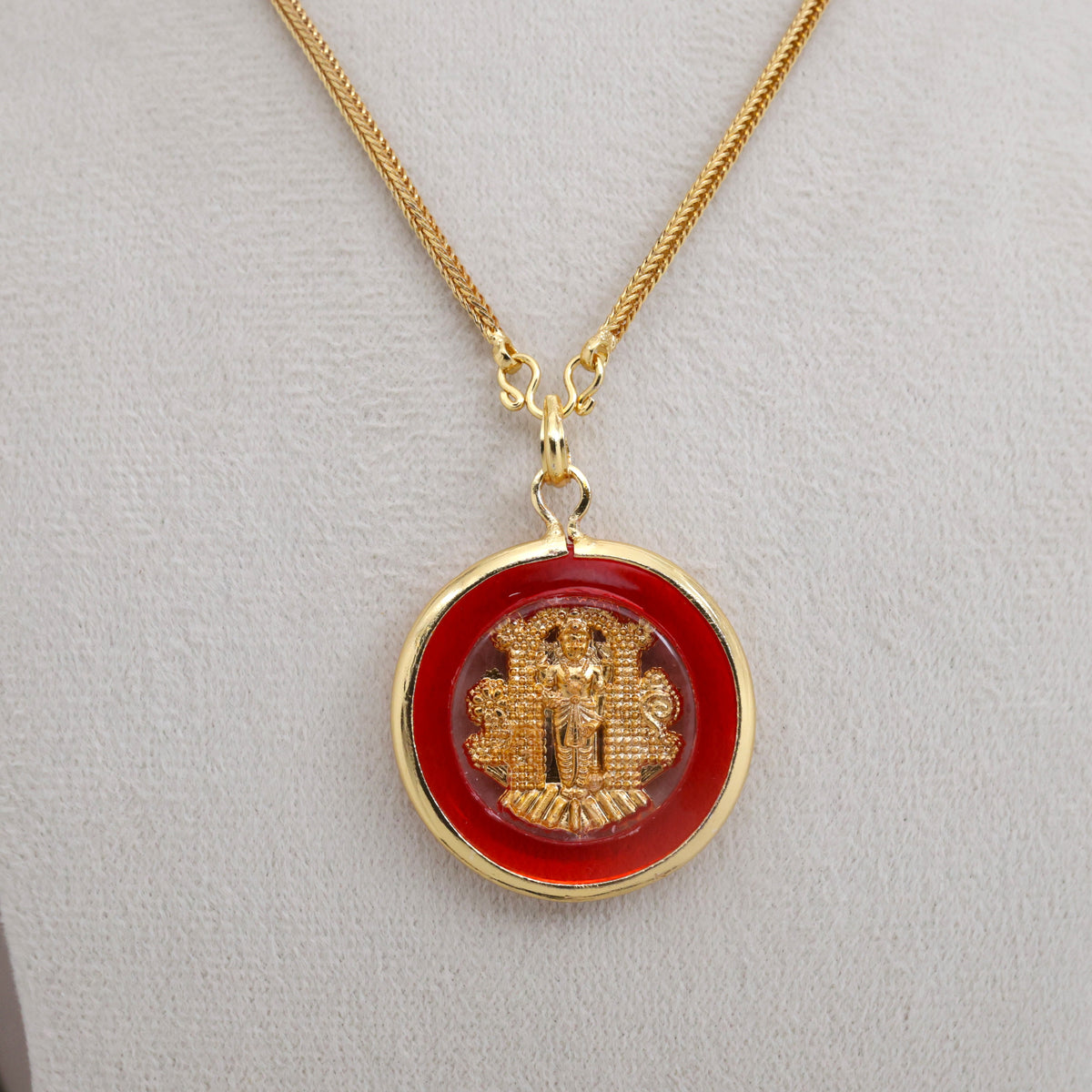 Real Gold Look Traditional Kerala Round Guruvayoorappan Pendant Chain