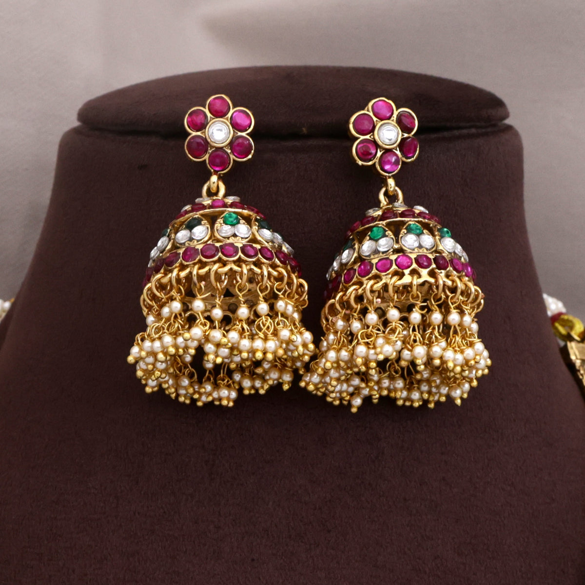 Premium Antique Kemp Kundan 4 in 1 Lakshmi Bridal Necklace Set