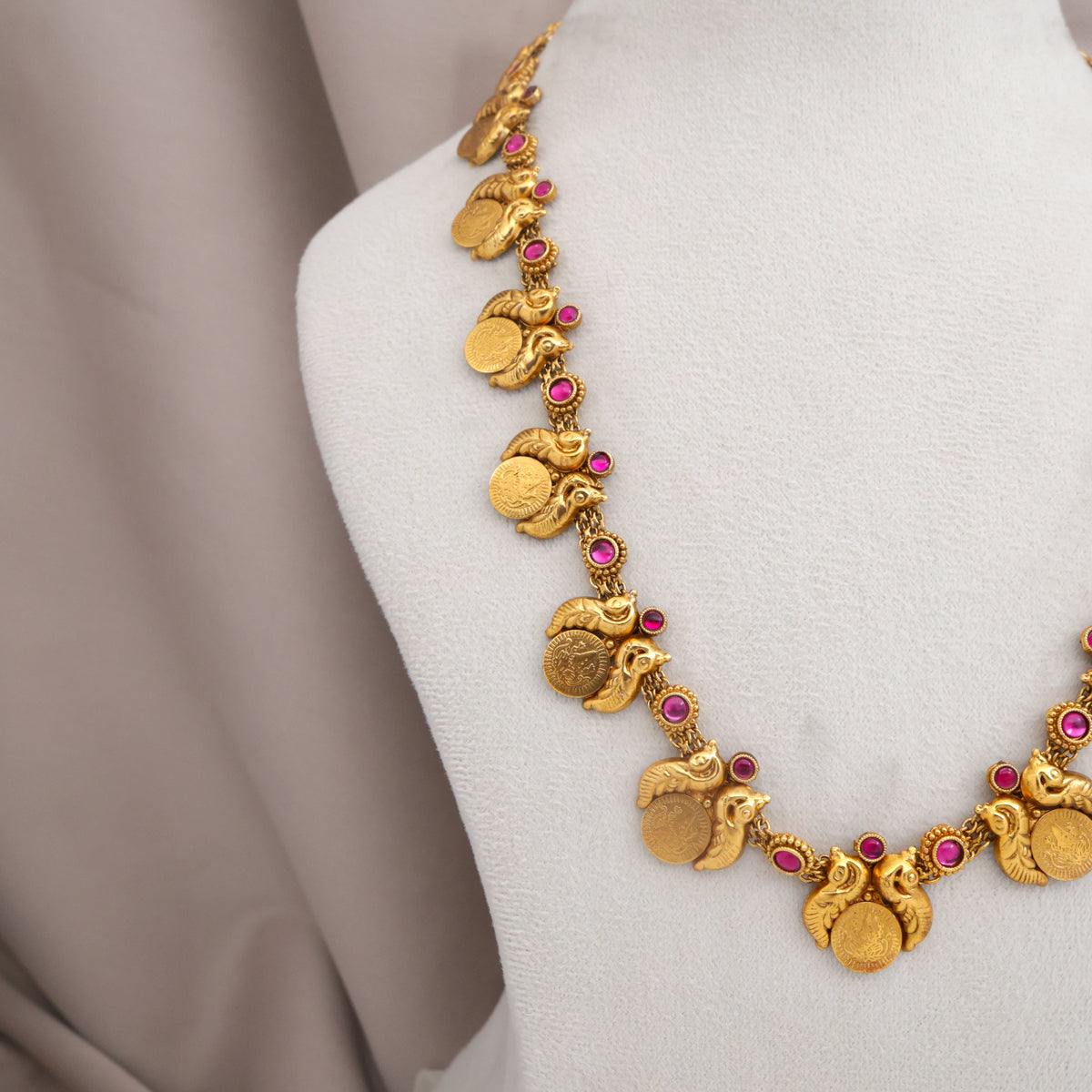 Real Gold Design Inspired Gandaberunda Lakshmi Coin Haaram Set