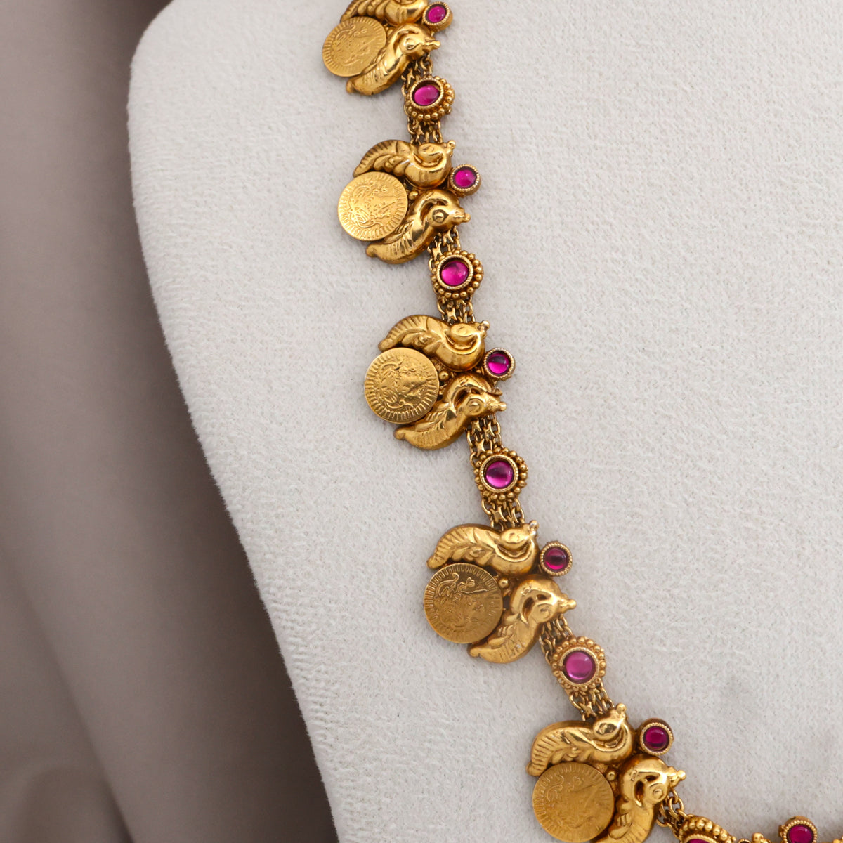 Real Gold Design Inspired Gandaberunda Lakshmi Coin Haaram Set