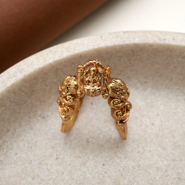 Antique Nagas Gold Look Lakshmi Devi Vanki Finger Ring