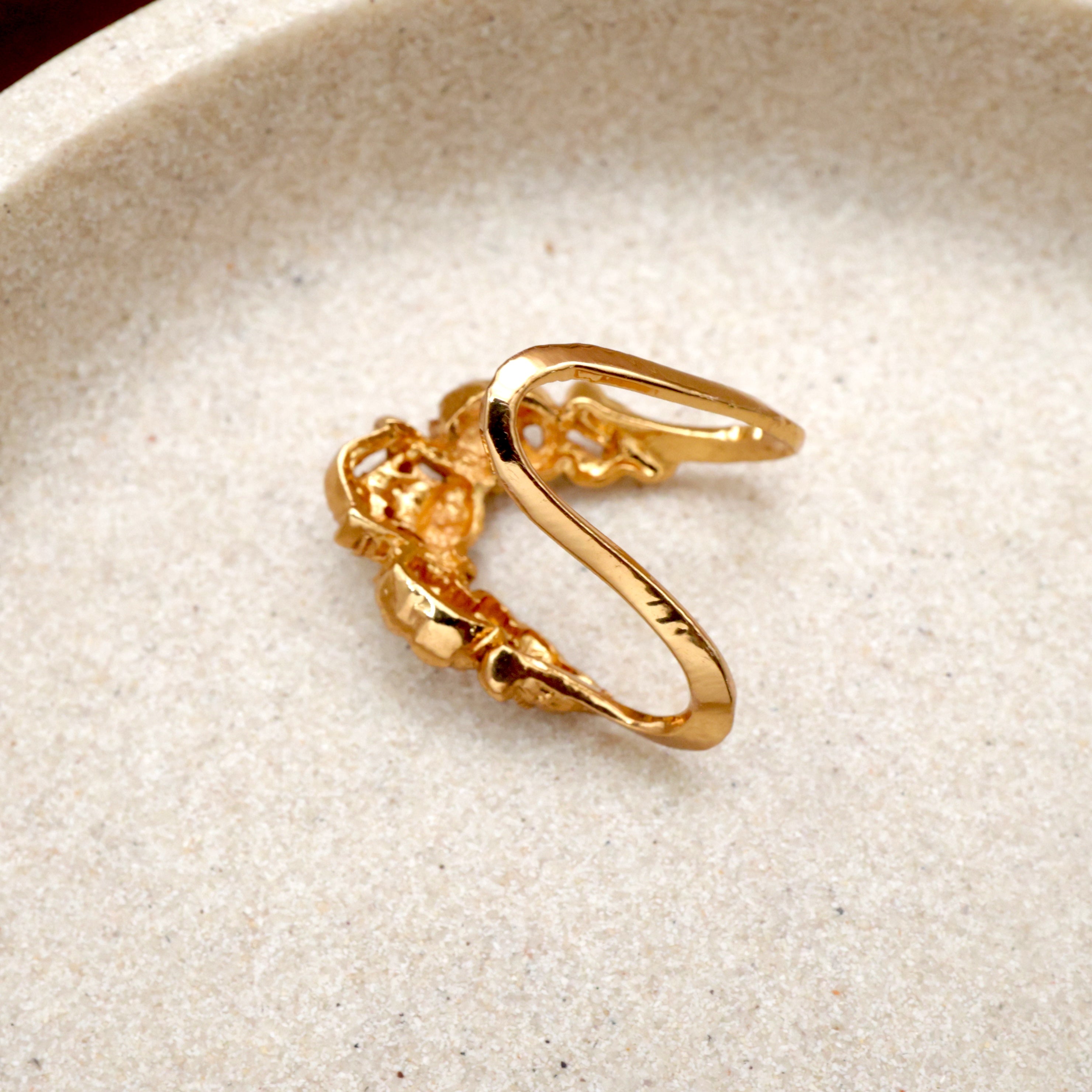 Antique Nagas Gold Look Lakshmi Devi Vanki Finger Ring