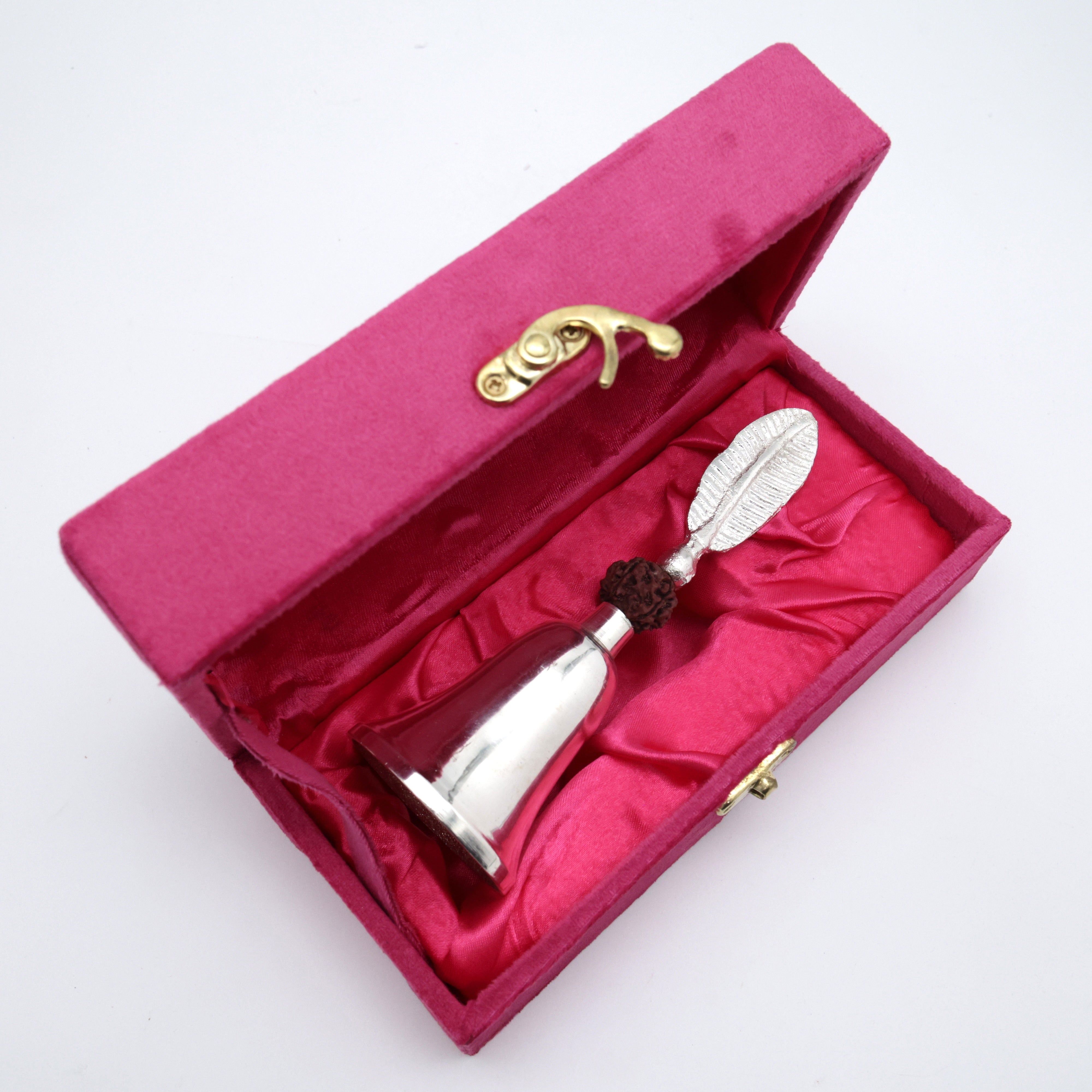 Feather Rudraksh Traditional Puja Ghant/Bell - Silver Polish