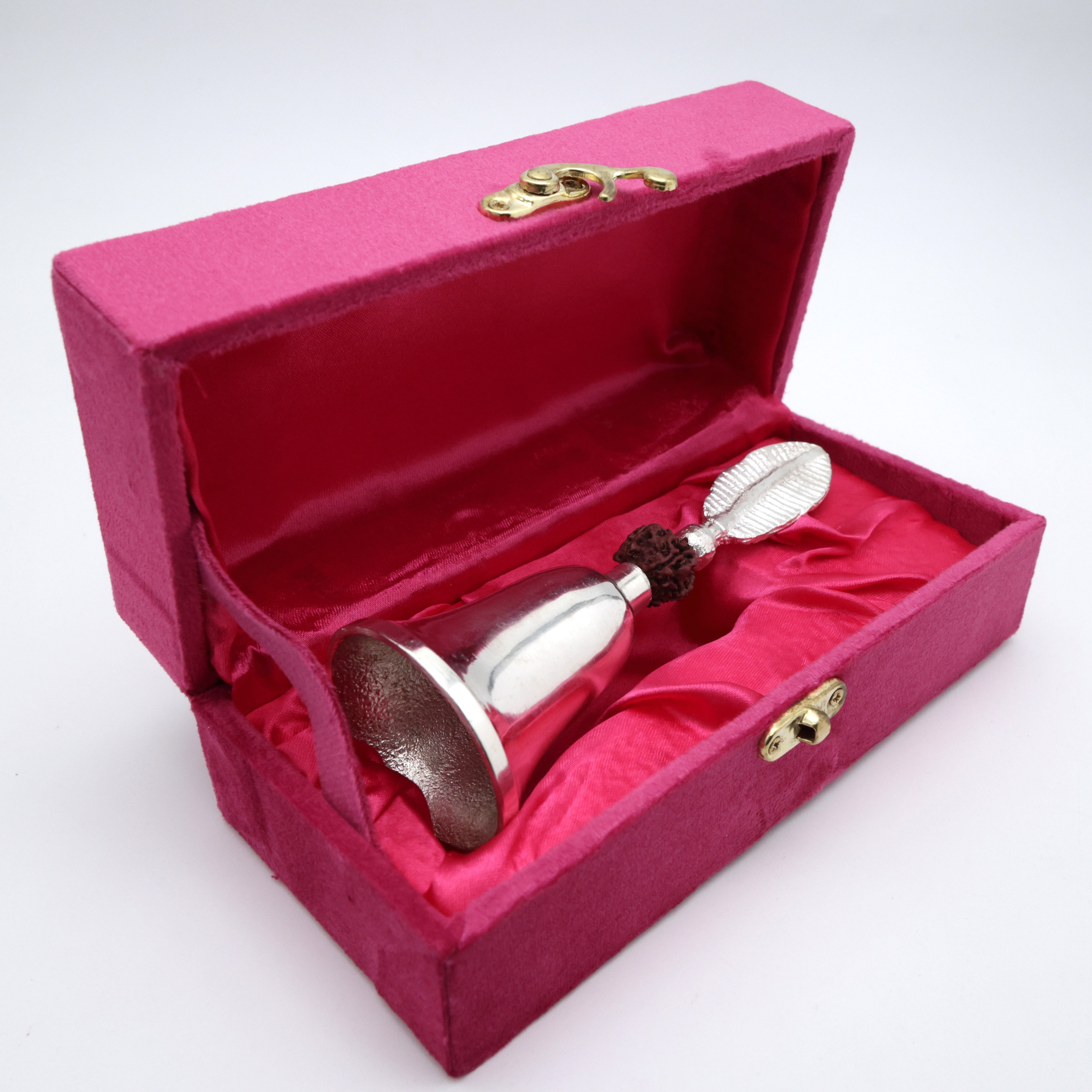 Feather Rudraksh Traditional Puja Ghant/Bell - Silver Polish