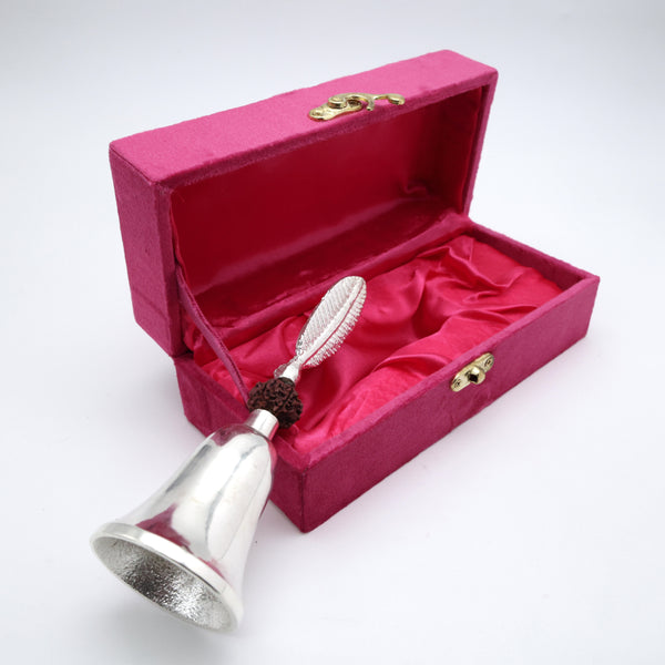 Feather Rudraksh Traditional Puja Ghant/Bell - Silver Polish