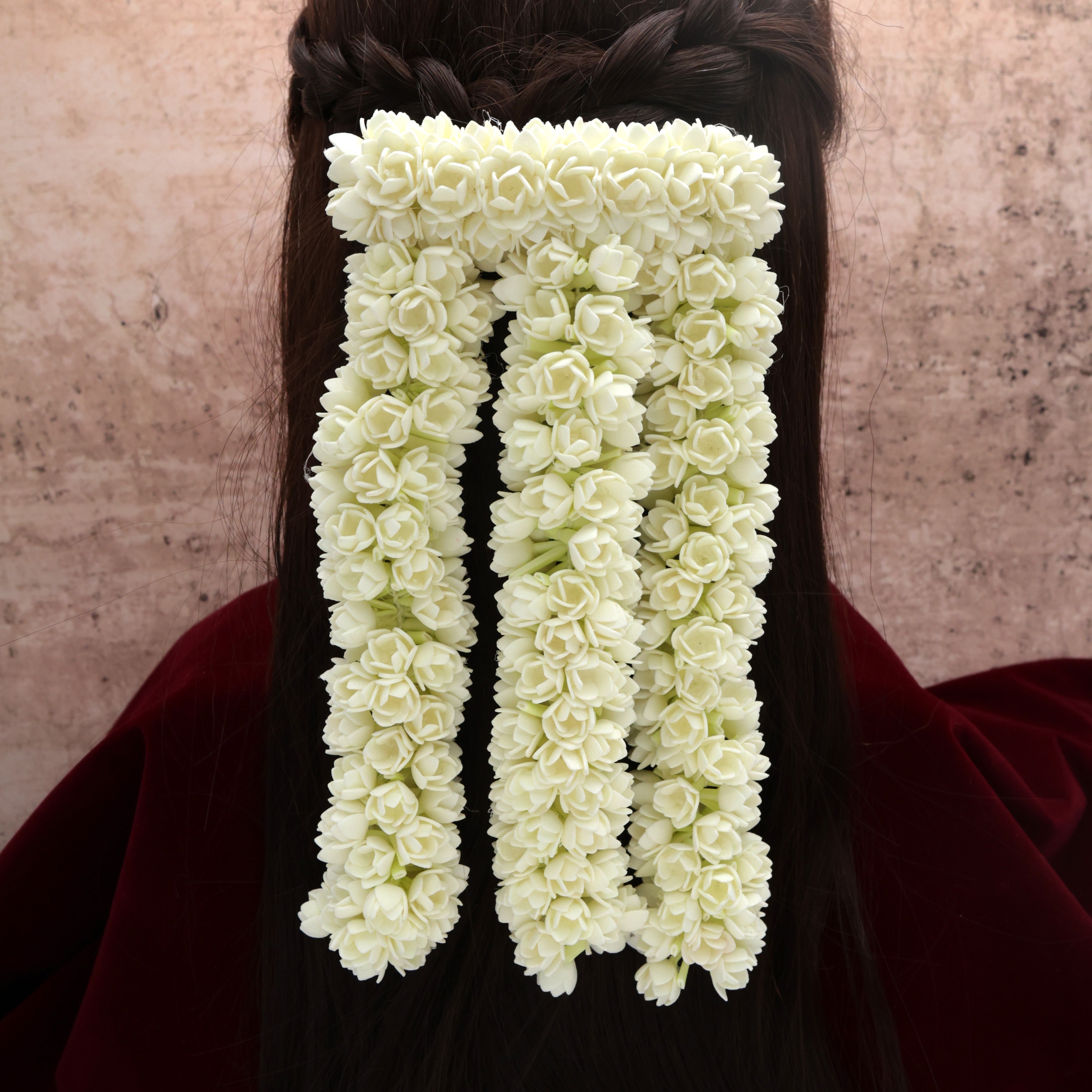 Handmade Foam 3 Line Bloomed Jasmine Poo With Clip String