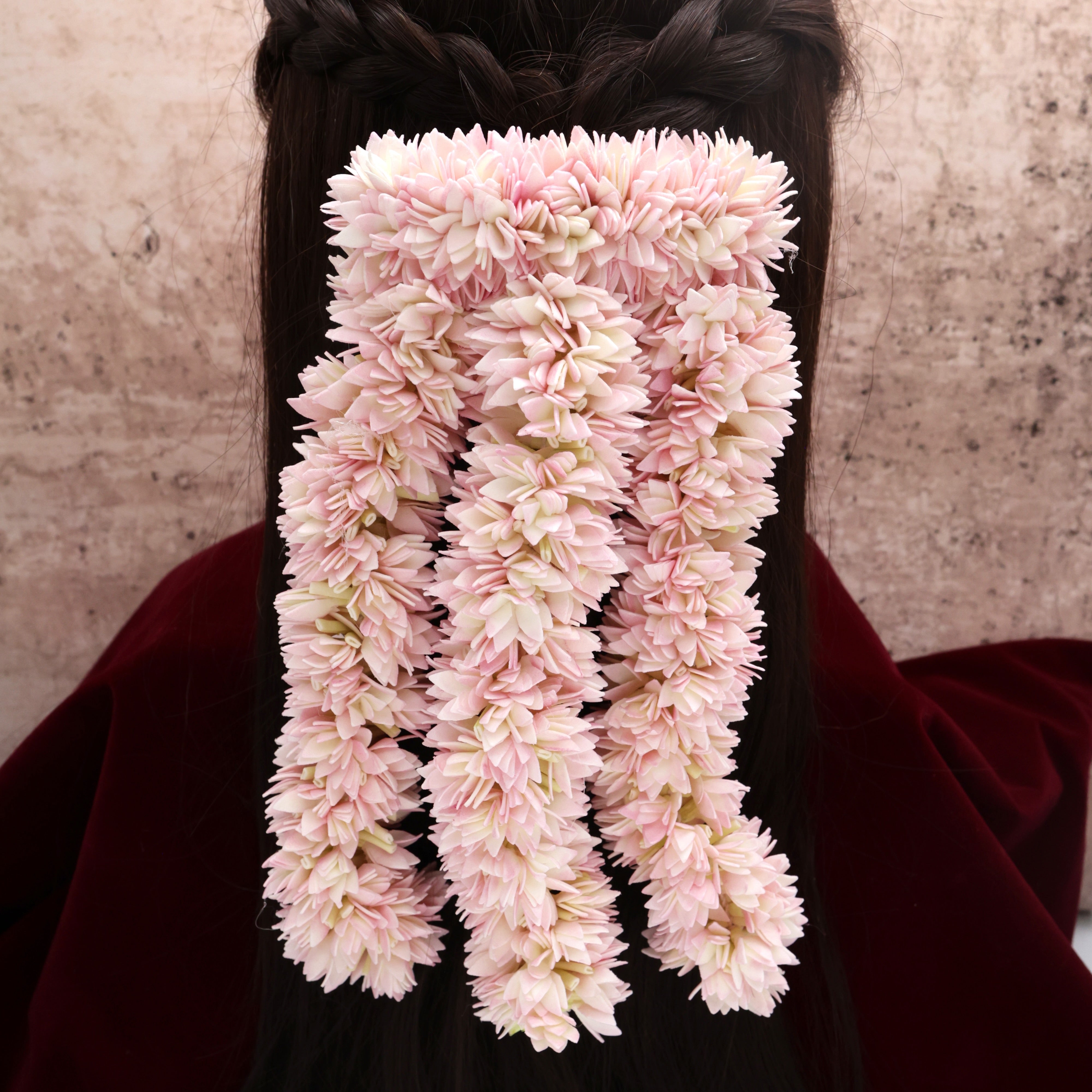 Handmade Foam 3 Line Jathi/Jaji Poo With Clip String