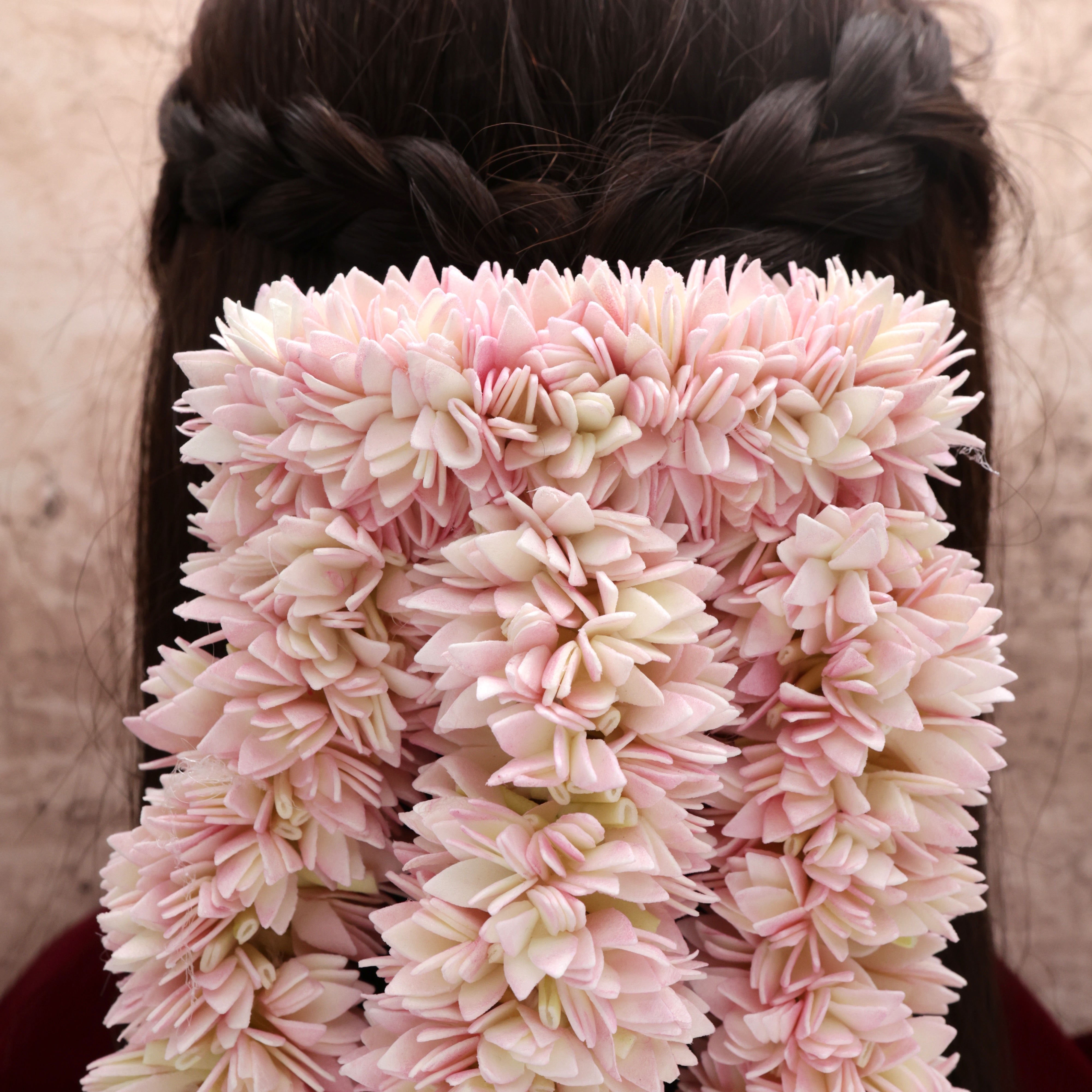 Handmade Foam 3 Line Jathi/Jaji Poo With Clip String