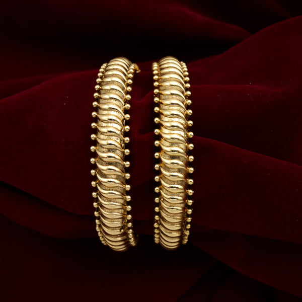Vintage Antique Gold Thick Carved Curved Bangles - One PAir