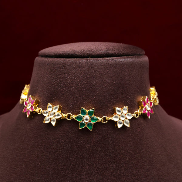 Pachi Kundan Star Flower Two in One Kids Choker/Sheeshphool