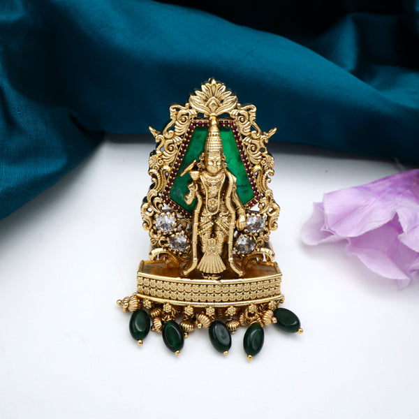 Premium AD Dublet Antique Nagas Detachable Maragadha Pachai Madurai Meenakshi Devi Divine Pendant
