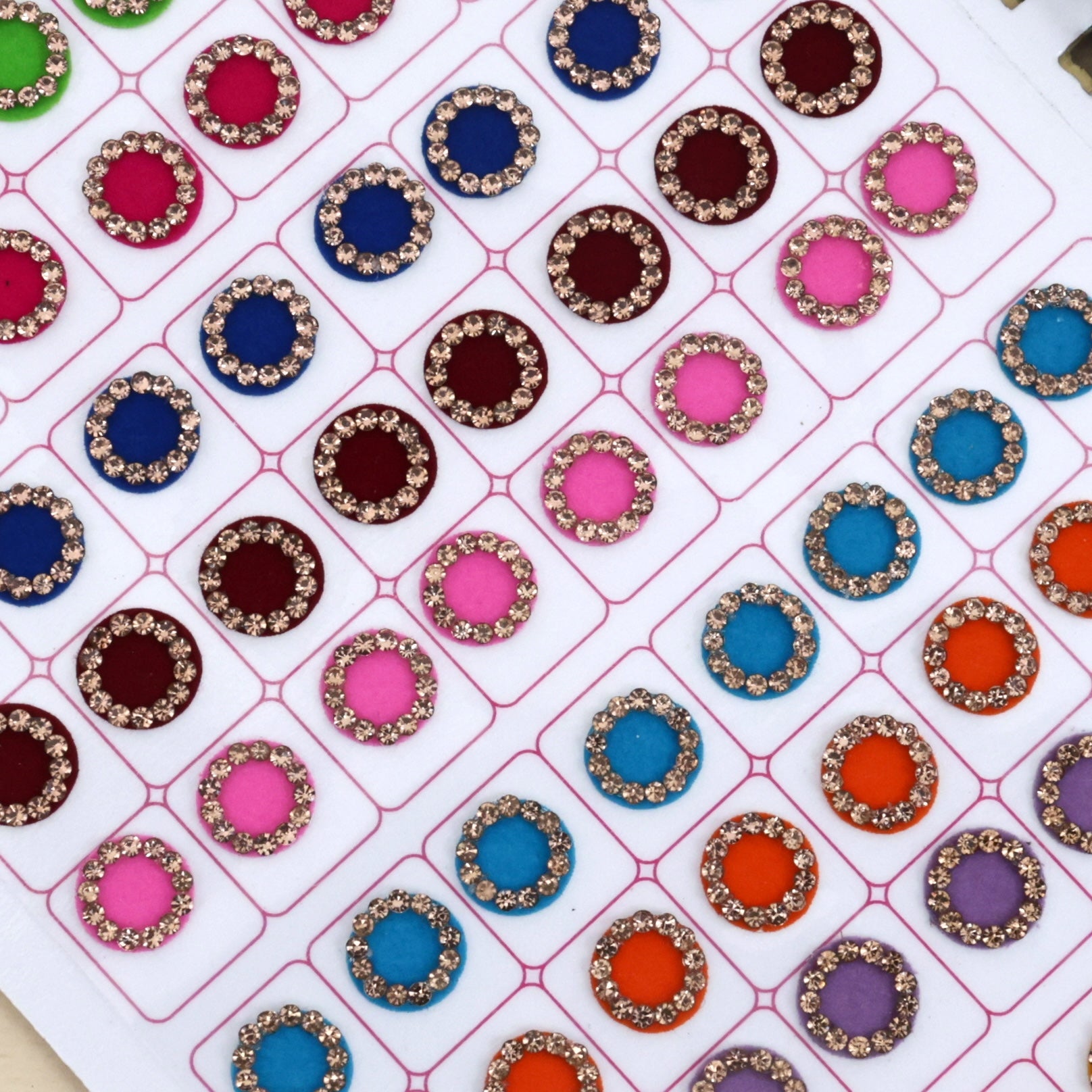 Golden Stone Border Round Multicolour Bridal Bindi Book