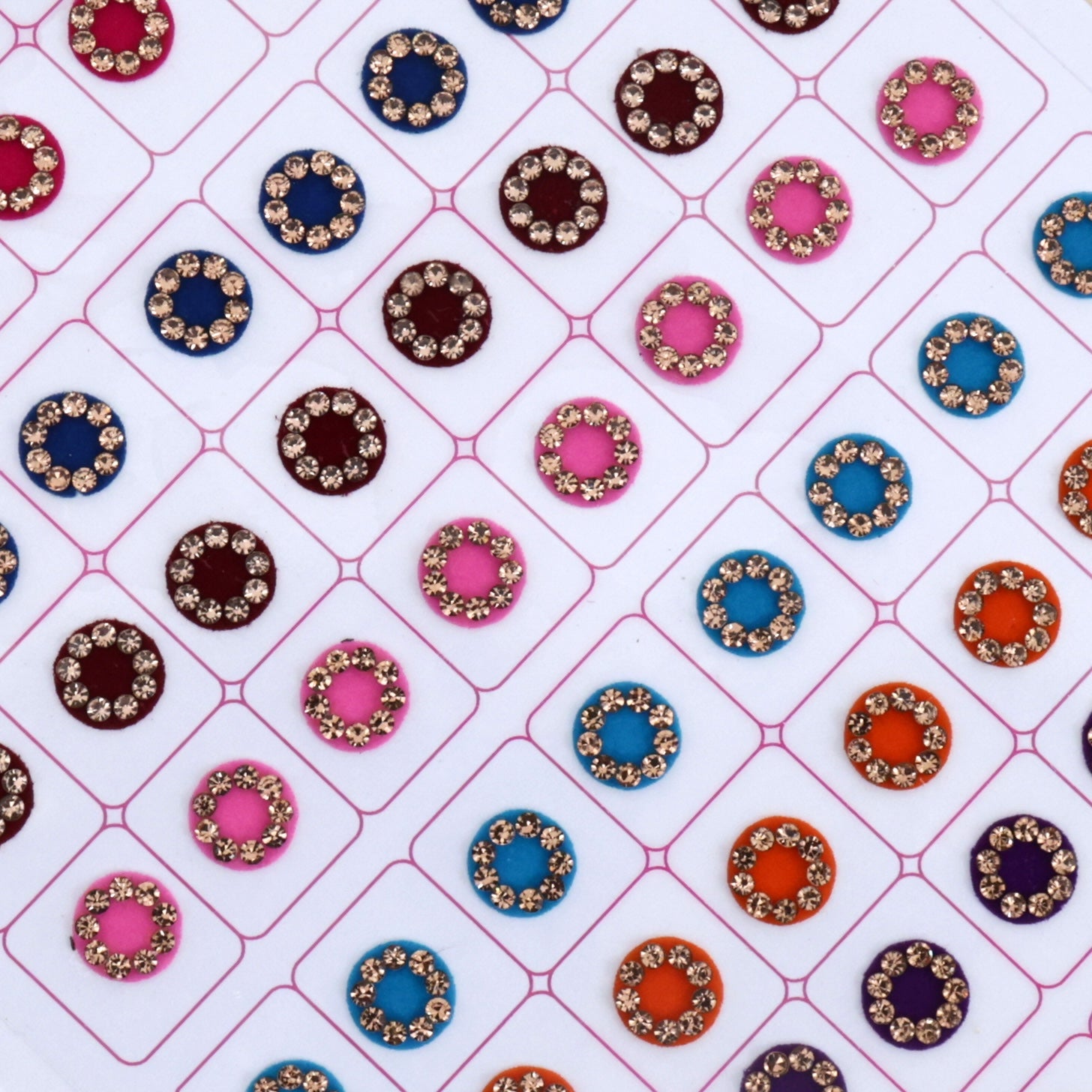 Golden Stone Border Round Multicolour Bridal Bindi Book