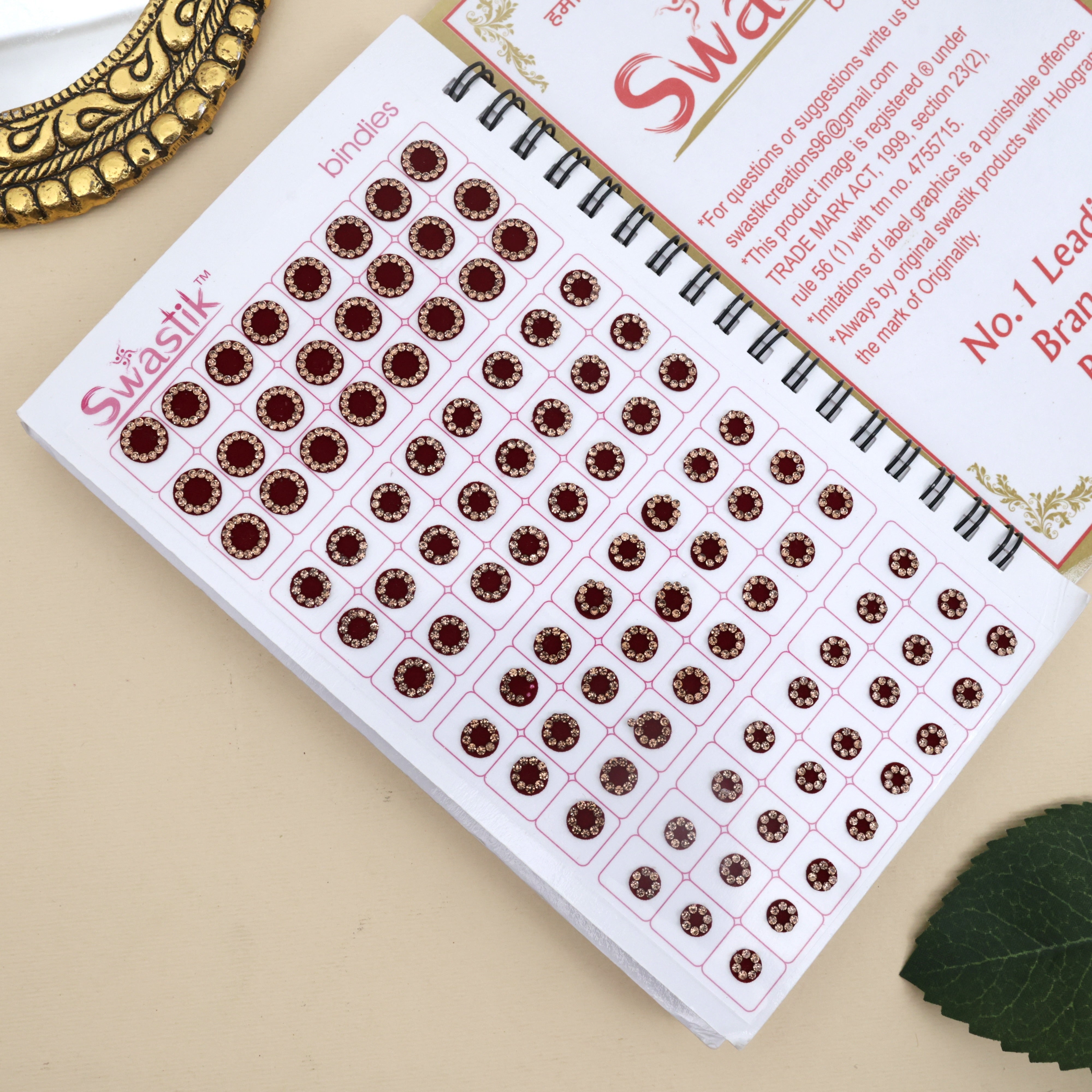 Golden Stone Border Round Multicolour Bridal Bindi Book