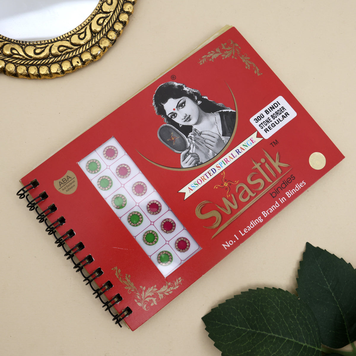 Swastik Full Golden Stone Border Round Colour Bridal Bindi Book - 300 Bindis