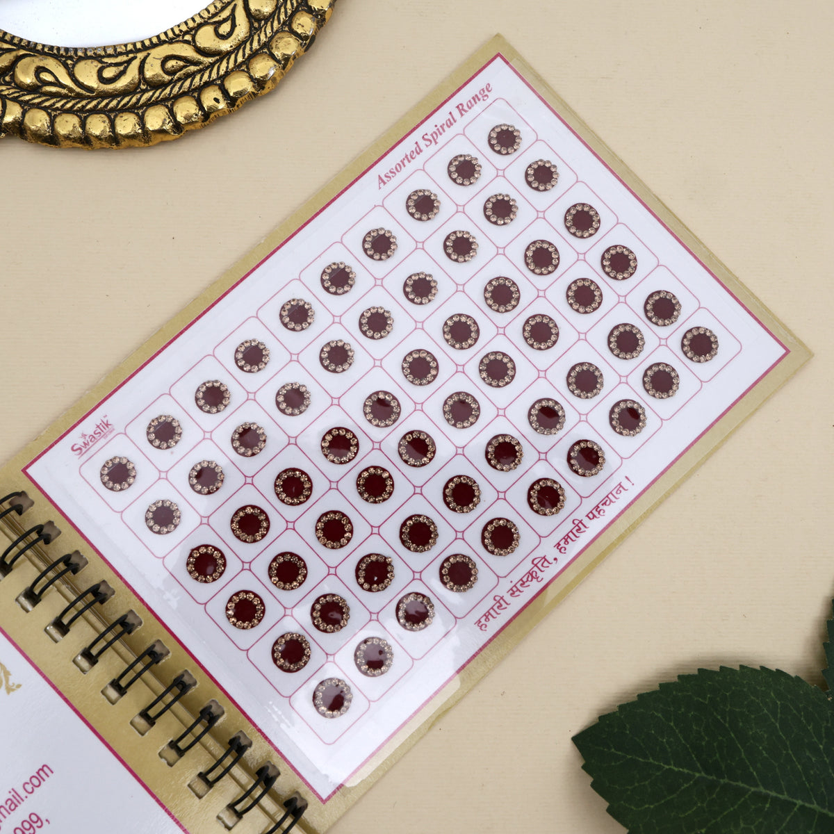 Swastik Full Golden Stone Border Round Colour Bridal Bindi Book - 300 Bindis