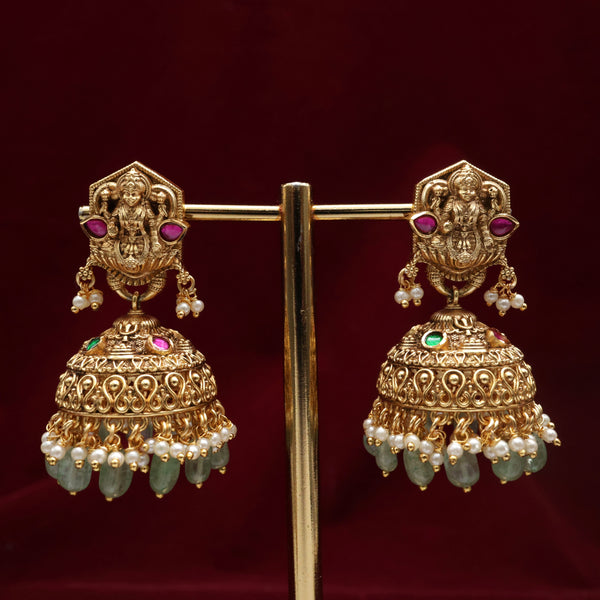 Antique Nagas Lakshmi Devi Jadau Kundan Bridal Jhumkas